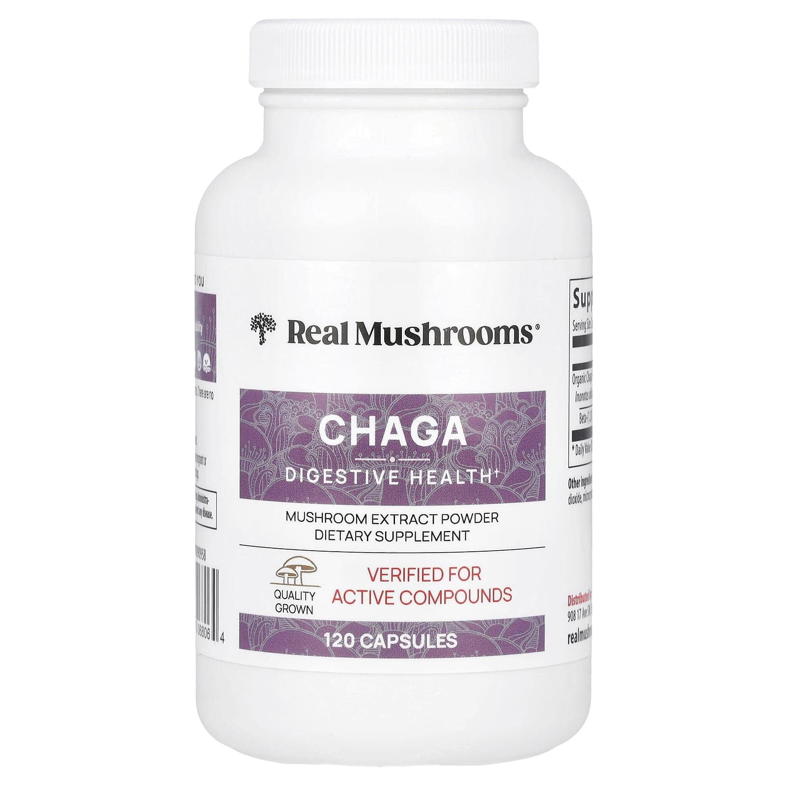 Real Mushrooms Chaga, Mushroom Extract Powder – 120 gélules de Real Mushrooms