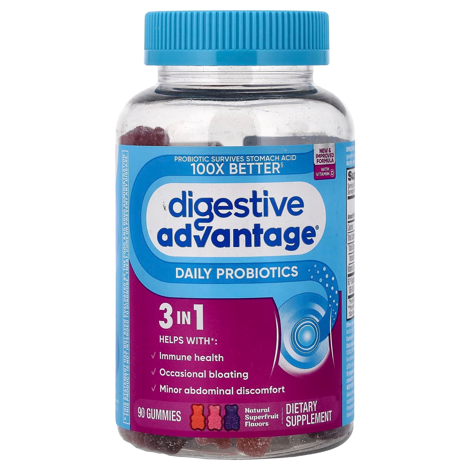 Schiff Digestive Advantage, Daily Probiotics Gummies – Natural Superfruit – 90 gommes de Schiff