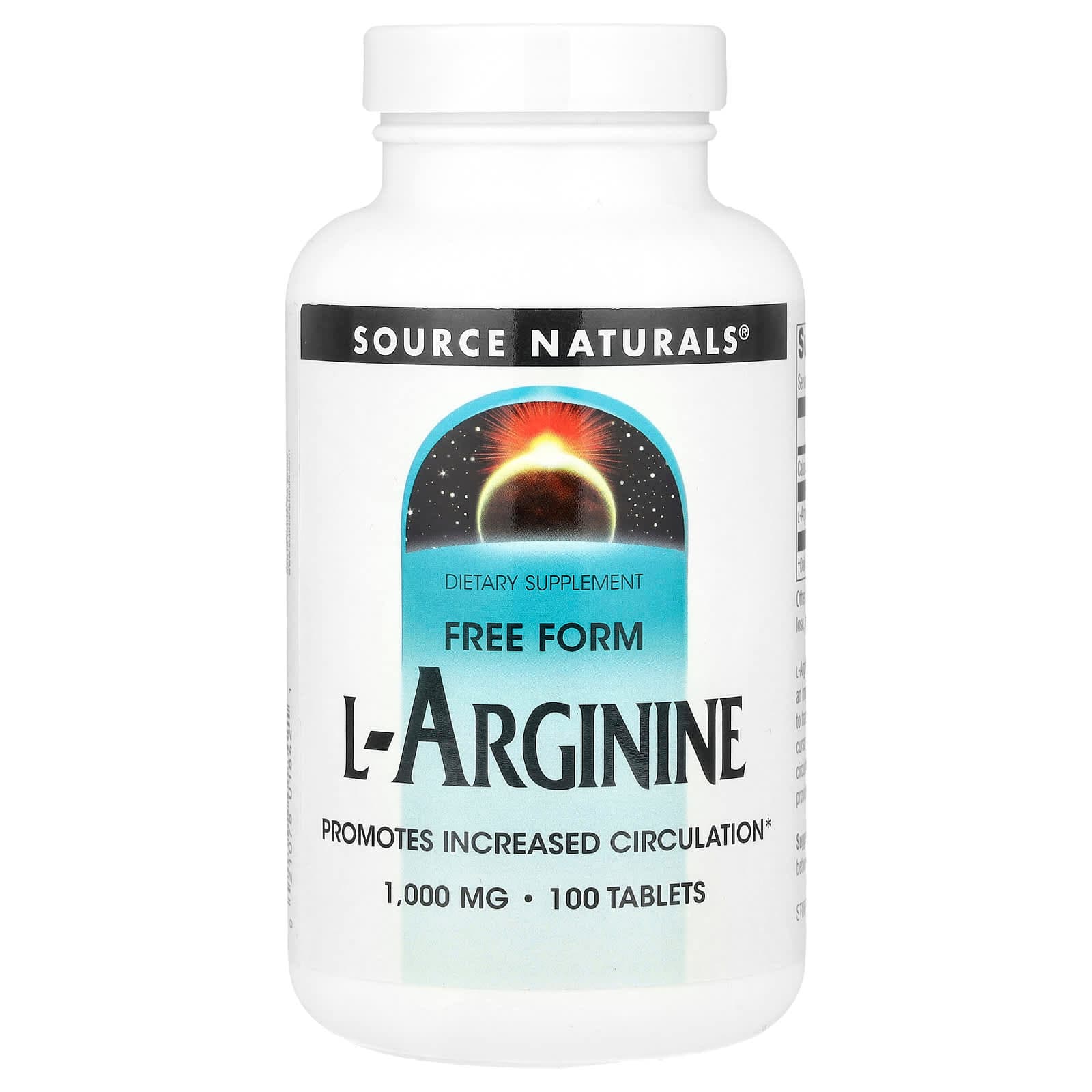 Source Naturals L-Arginine, Free Form – 100 comprimés de Source Naturals