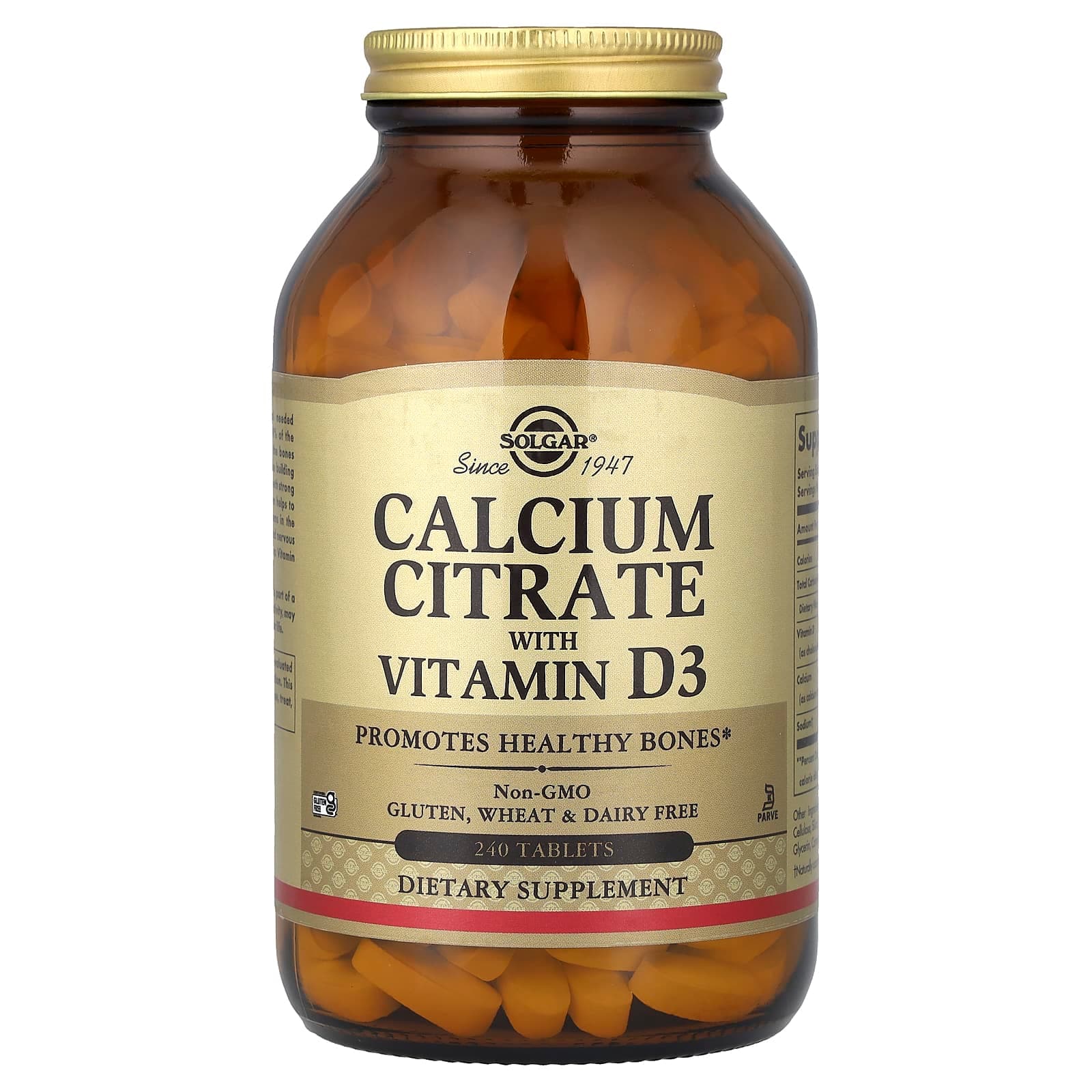 Solgar Calcium Citrate with Vitamin D3 – 240 comprimés de Solgar