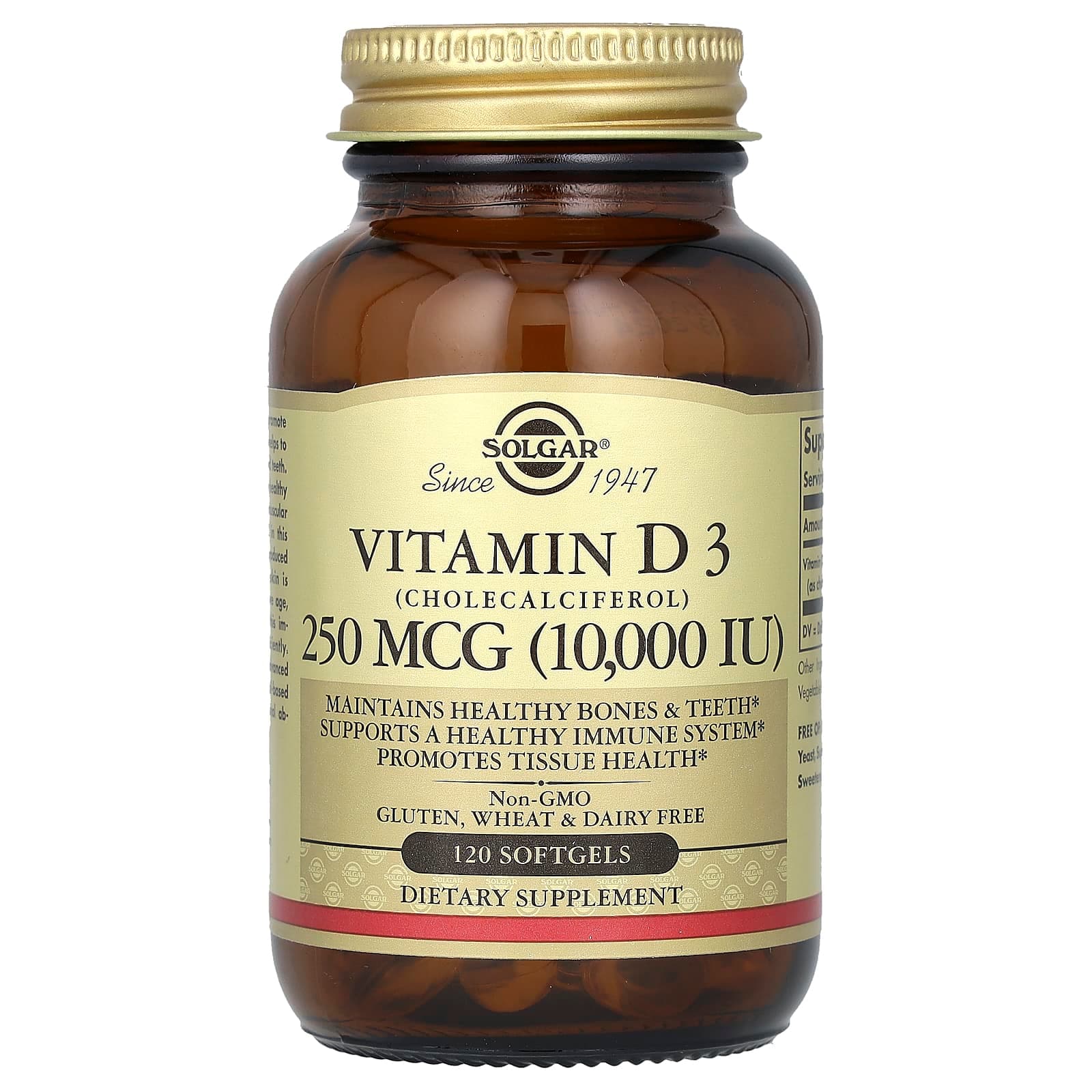 Solgar Vitamin D3 (Cholecalciferol) – 120 capsules molles de Solgar