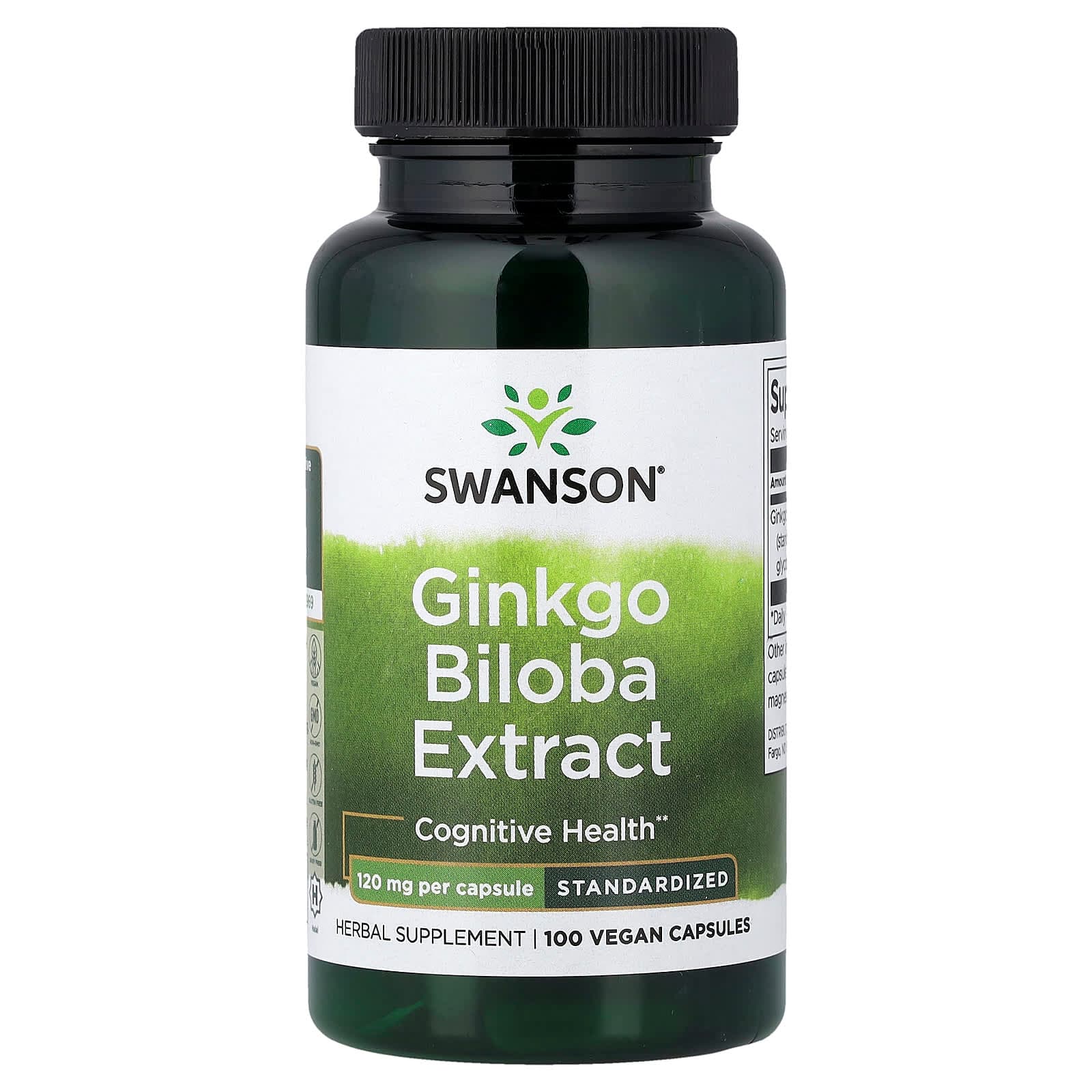 Swanson Vitamins Ginkgo Biloba Extract, Standardized – 100 gélules véganes de Swanson Vitamins