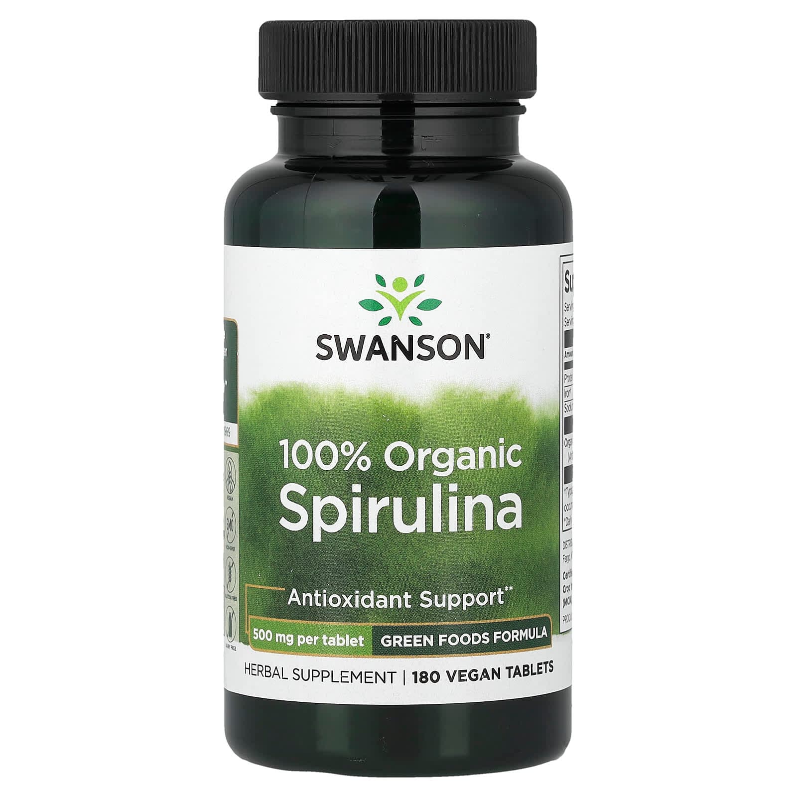 Swanson Vitamins 100% Organic Spirulina, 180 Vegan Tablets de Swanson Vitamins