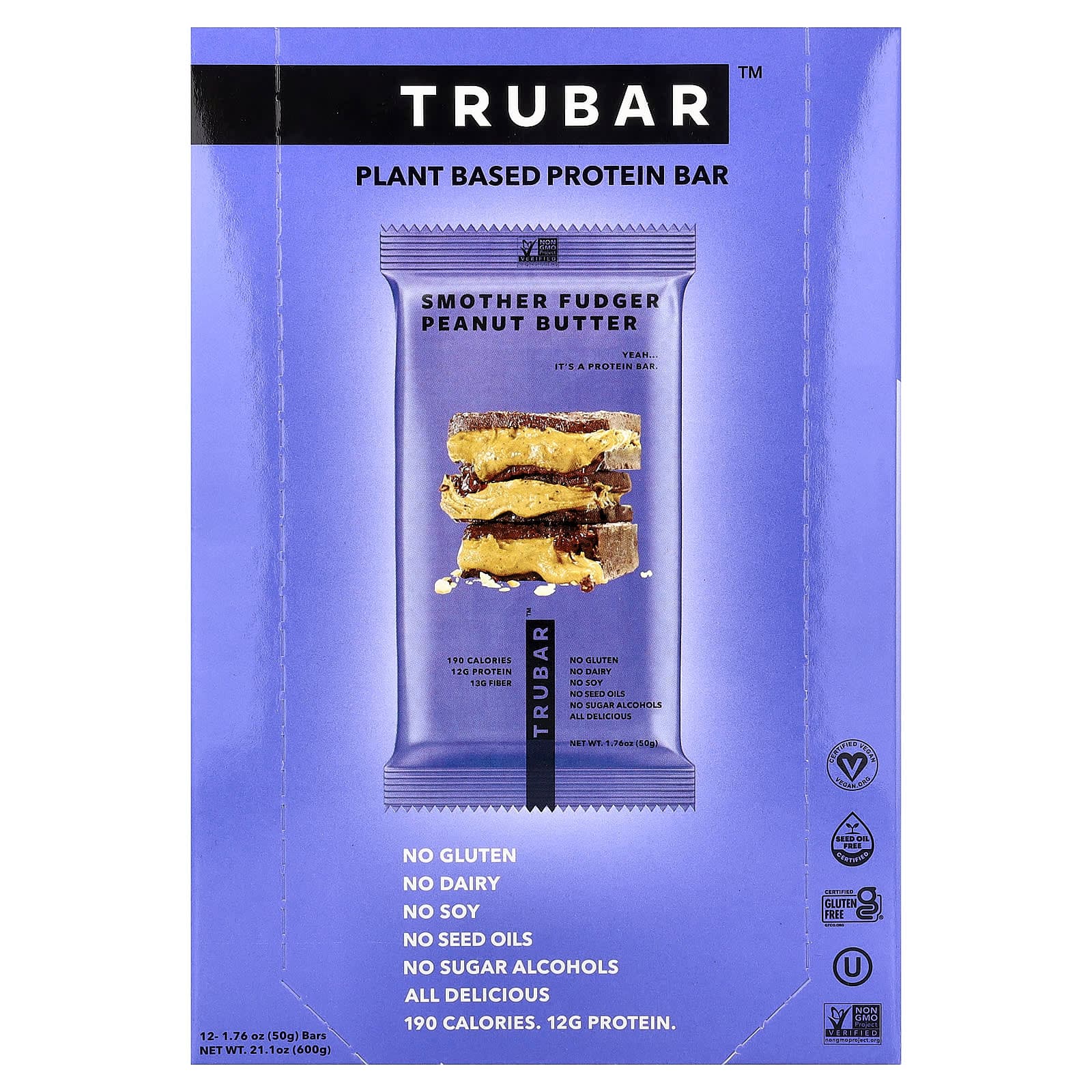 Trubar Plant Based Protein Bar – Smoother Fudger Peanut Butter – 50 g de Trubar
