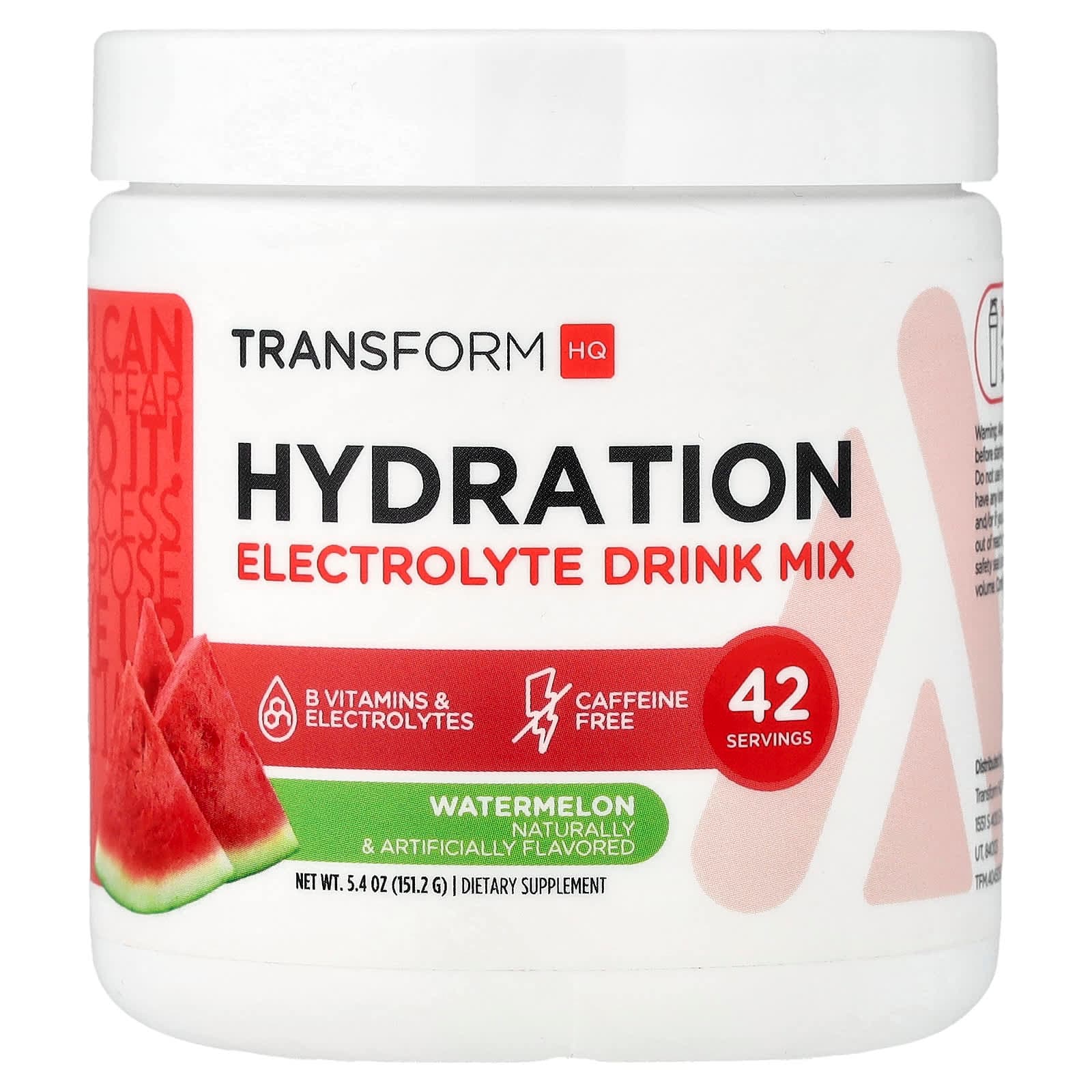 TransformHQ Hydration, Electrolyte Drink Mix, Caffeine Free – Watermelon – 151,2 g de TransformHQ