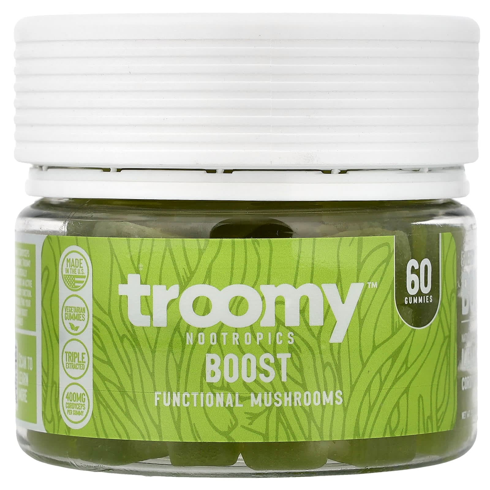 Troomy Nootropics Boost, Functional Mushrooms Gummies – Lemon Lime – 60 gommes de Troomy Nootropics