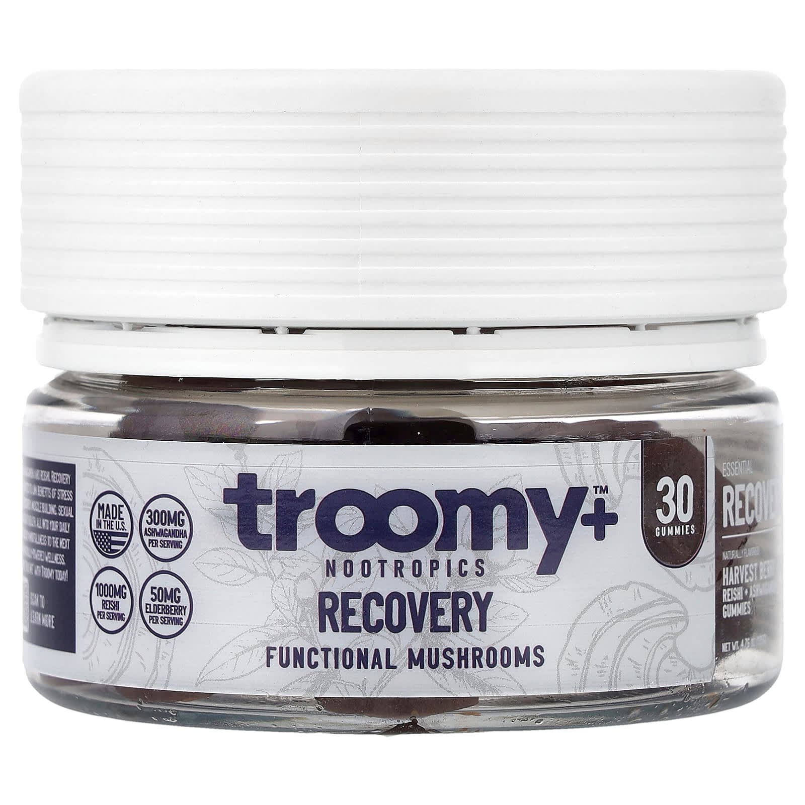 Troomy Nootropics Recovery, Functional Mushrooms Gummies – Harvest Berry Acai – 30 gommes de Troomy Nootropics