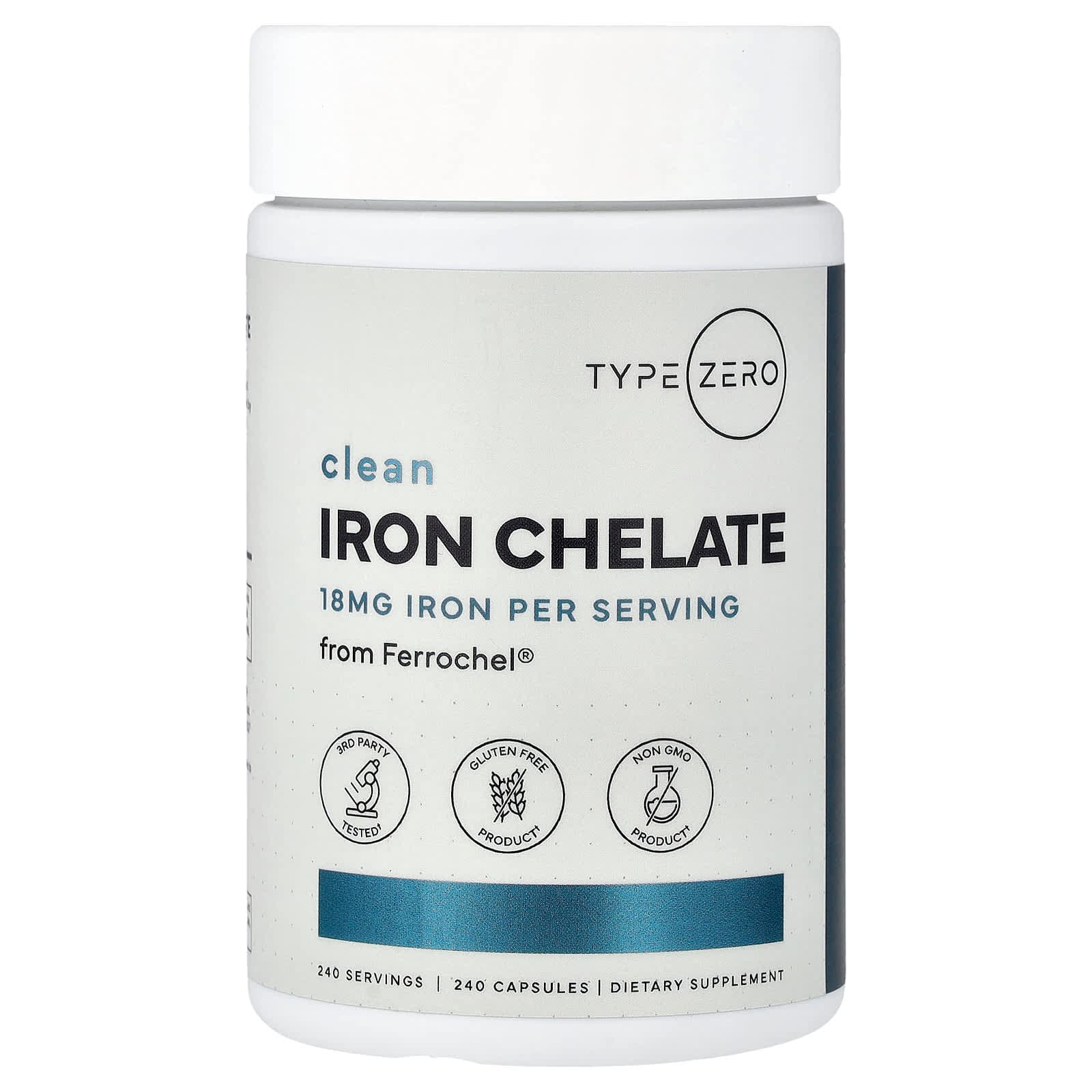 TypeZero Clean, Iron Chelate – 240 gélules de TypeZero