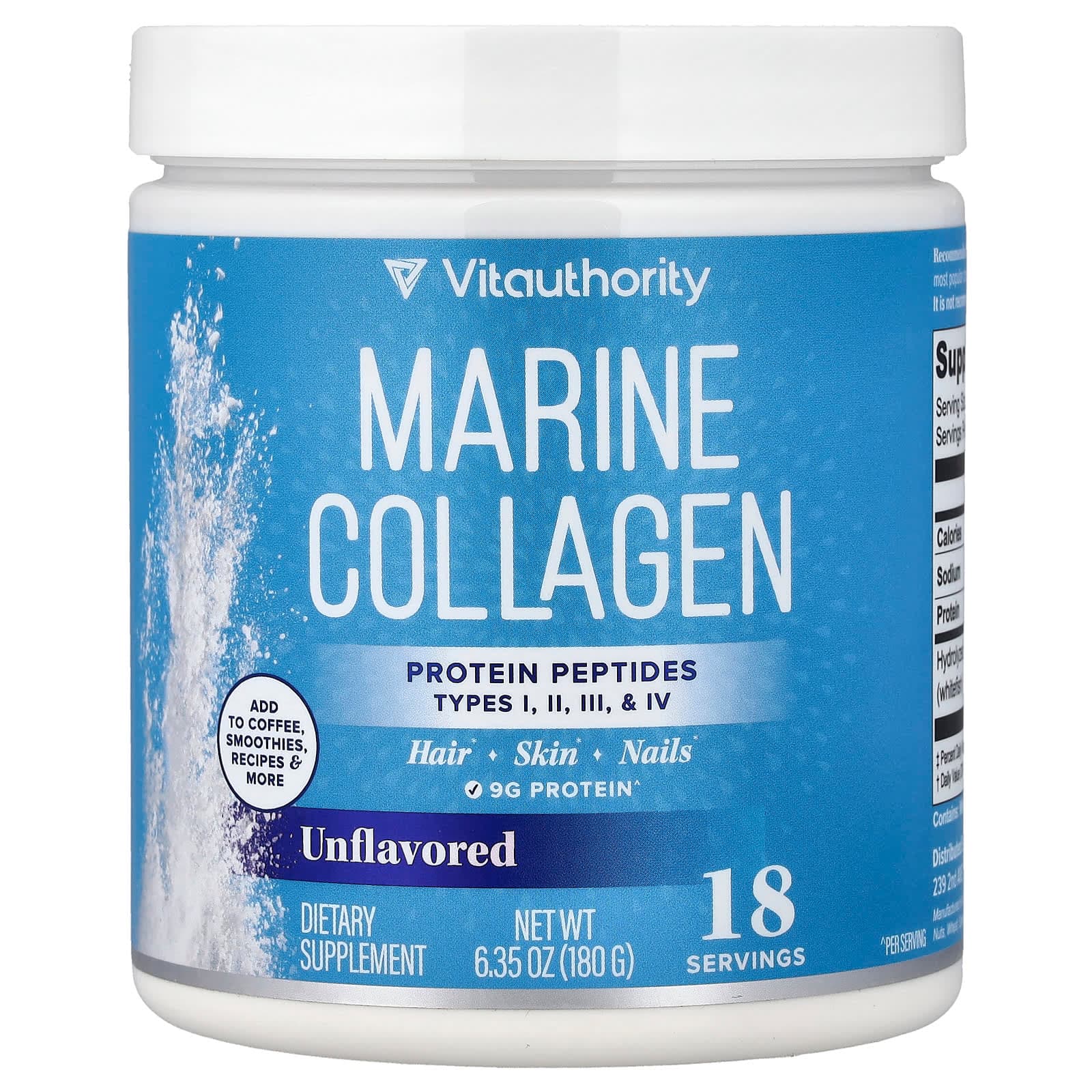 Vitauthority Marine Collagen – Sans arôme – 180 g de Vitauthority