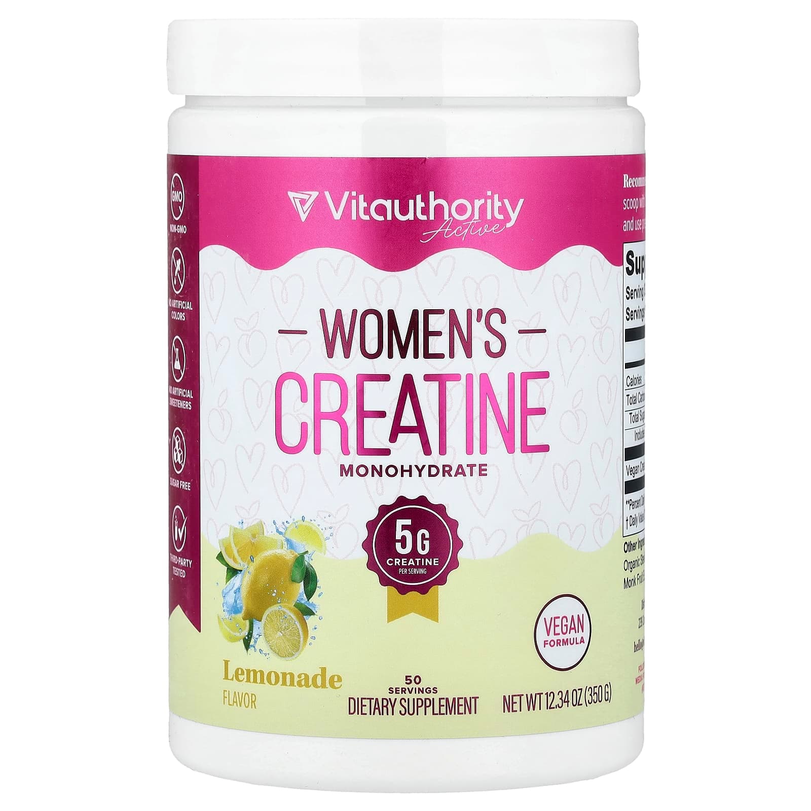 Vitauthority Active, Women's Creatine Monohydrate – Lemonade – 350 g de Vitauthority