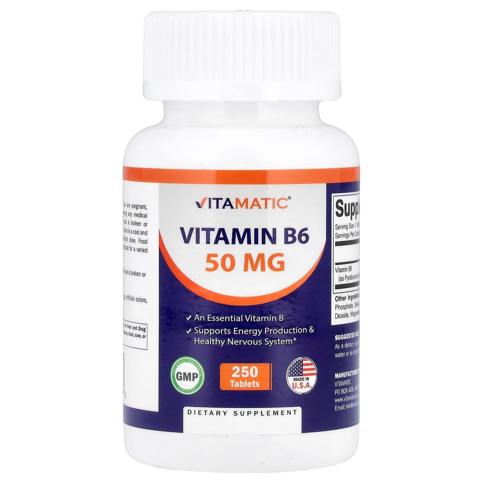 Vitamatic Vitamin B6 – 250 comprimés de Vitamatic