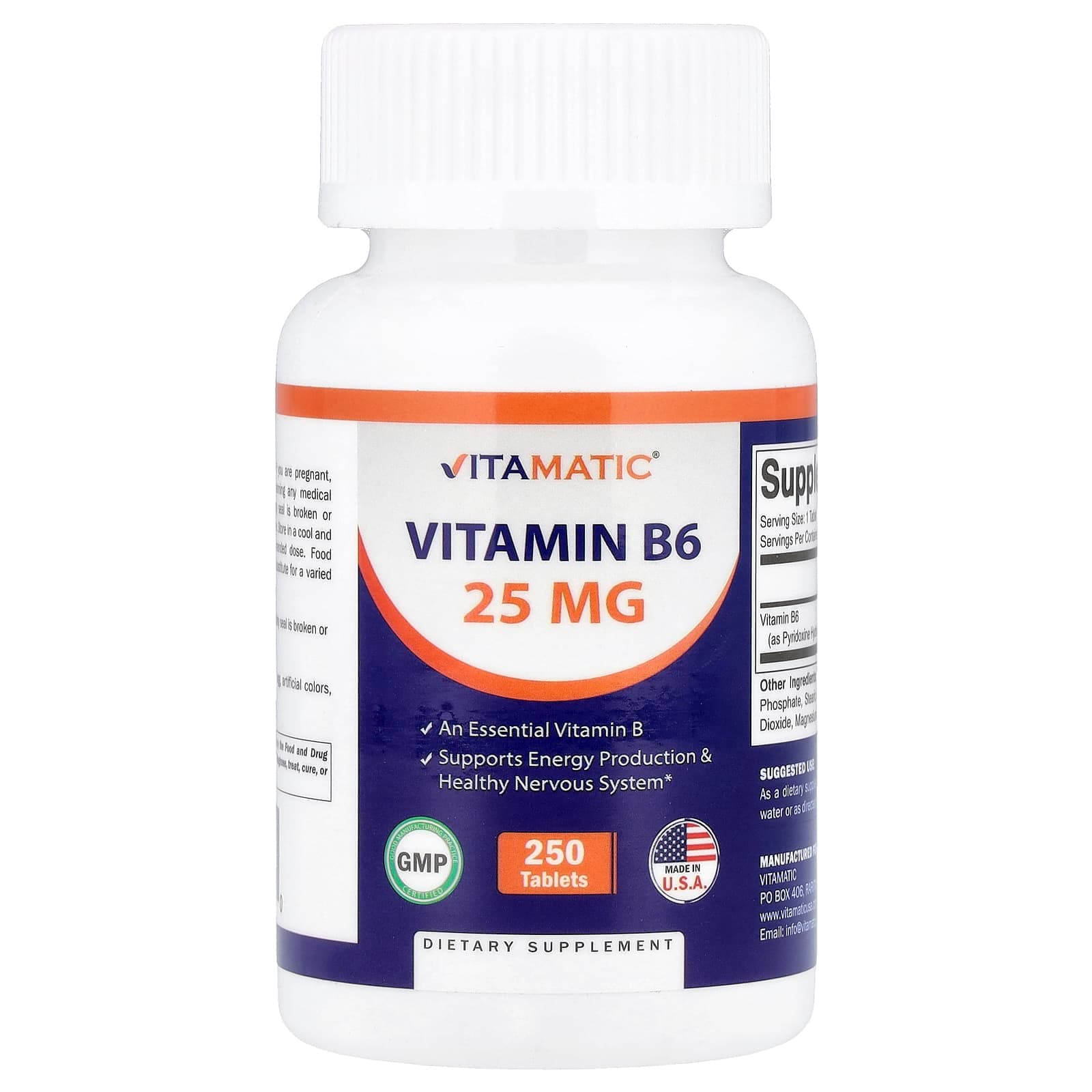 Vitamatic Vitamin B6 – 250 comprimés de Vitamatic