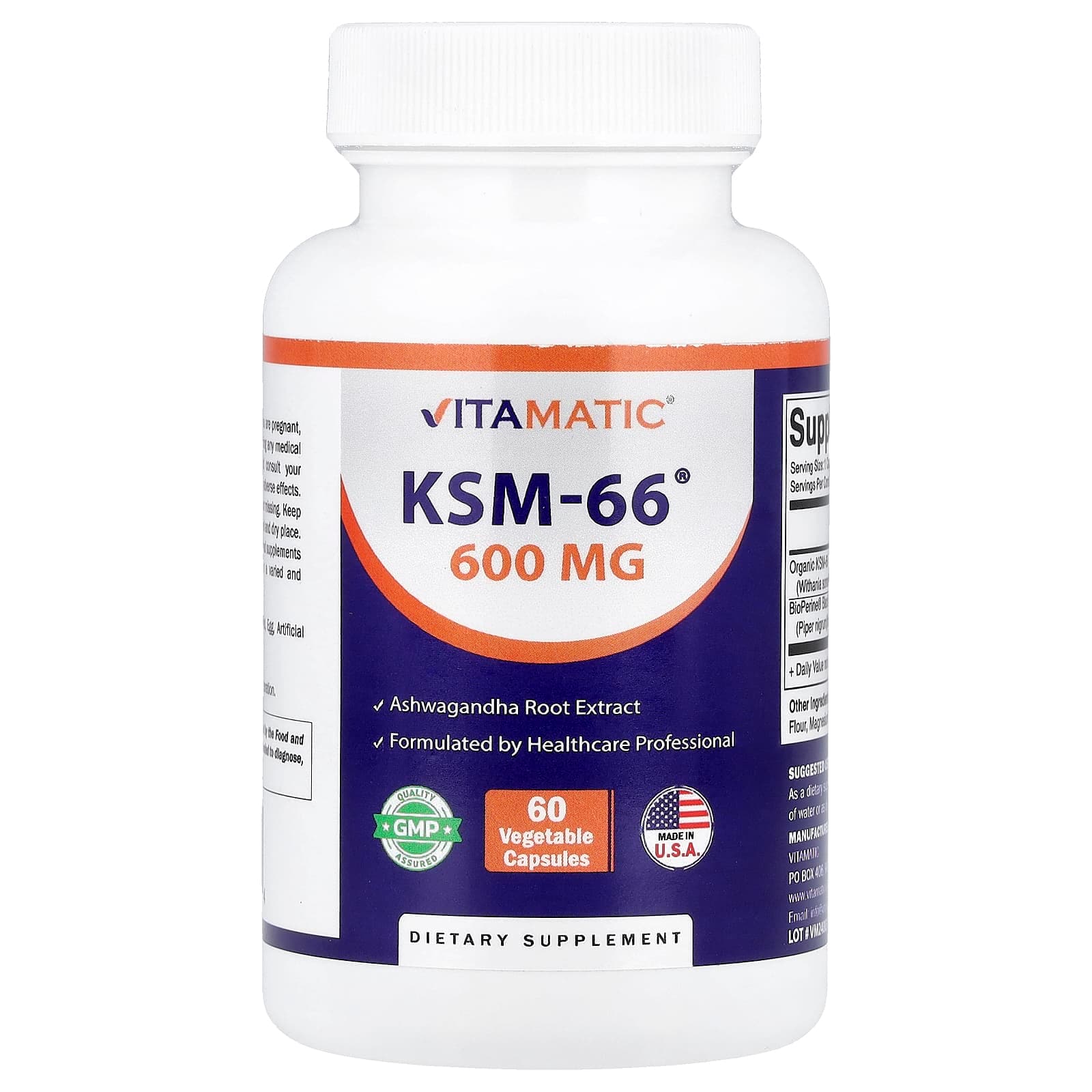 Vitamatic KSM-66, 60 Vegetable Capsules de Vitamatic