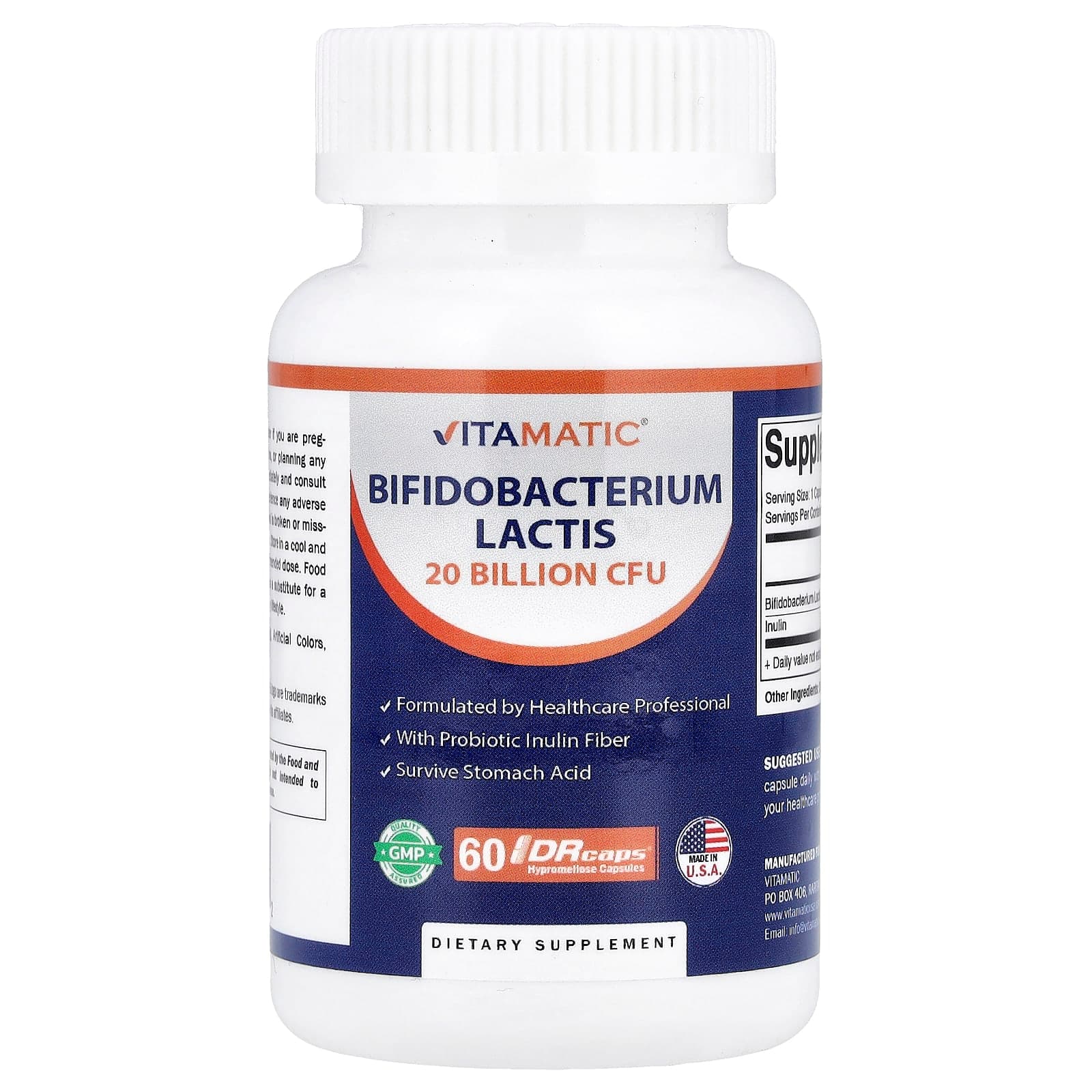 Vitamatic Bifidobacterium Lactis, 60 DRcaps Hypromellose Capsules de Vitamatic