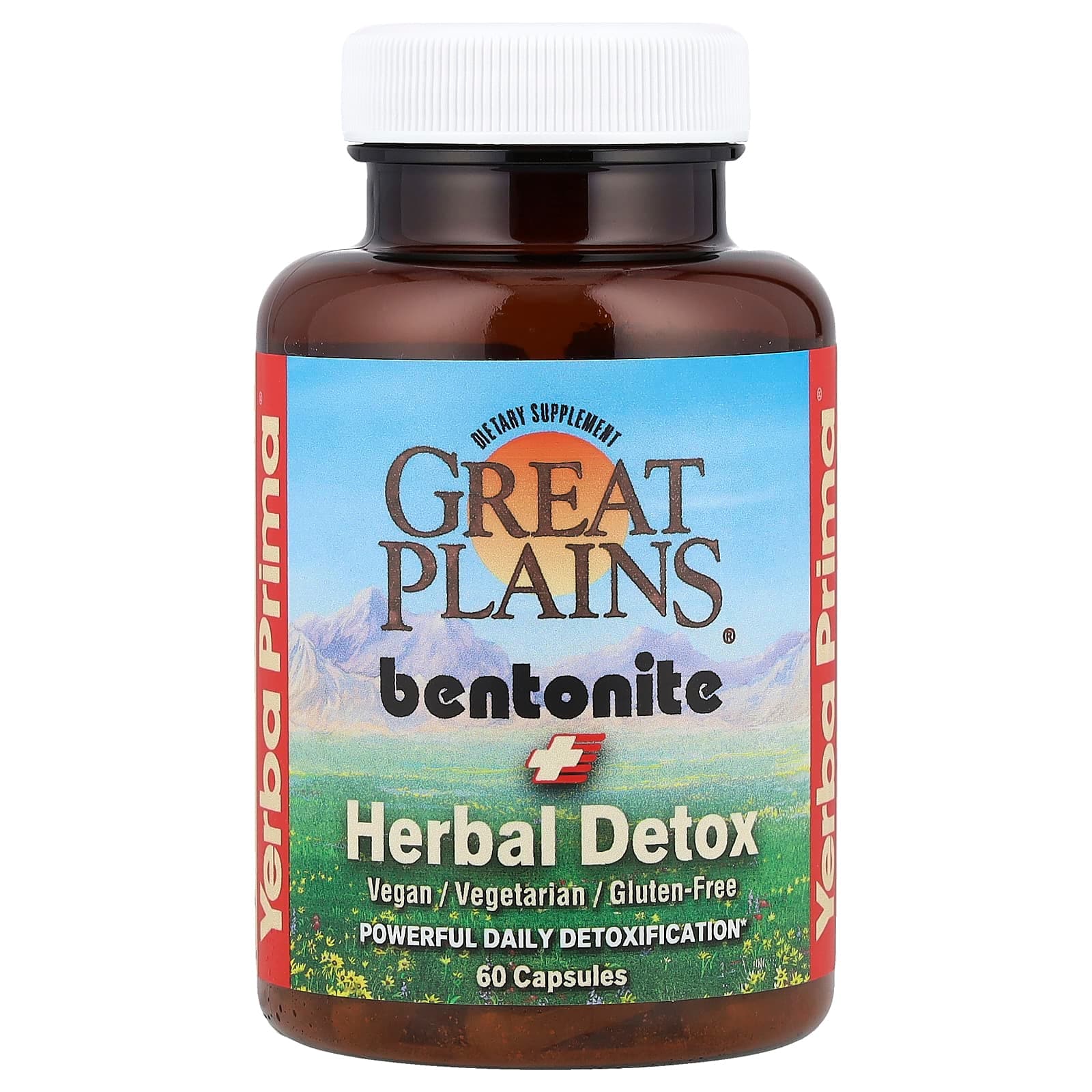 Yerba Prima Great Plains Bentonite + Herbal Detox – 60 gélules de Yerba Prima
