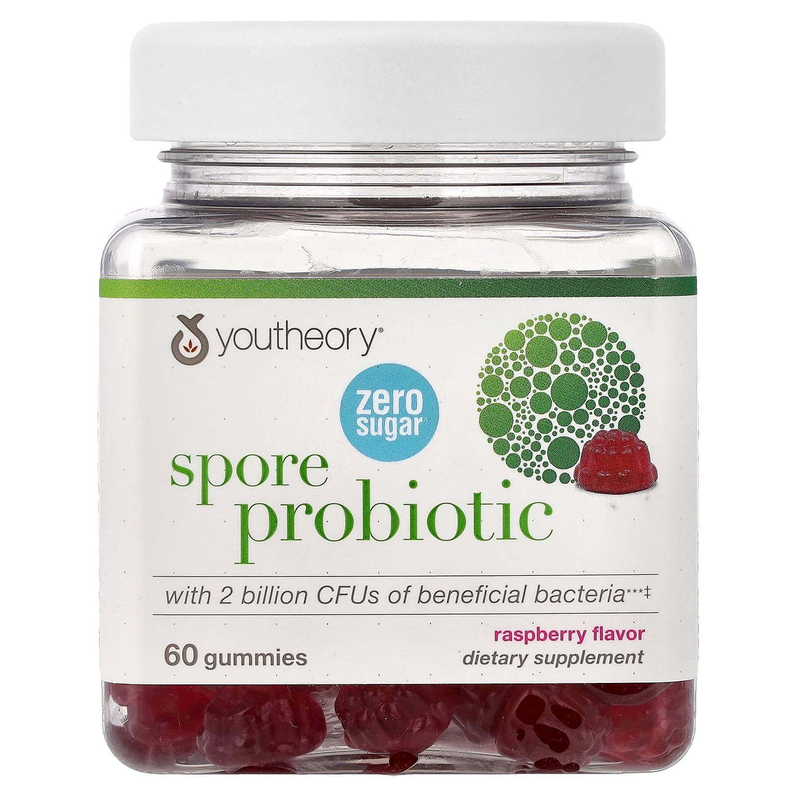 Youtheory Spore Probiotic Gummies – Raspberry – 60 gommes de Youtheory