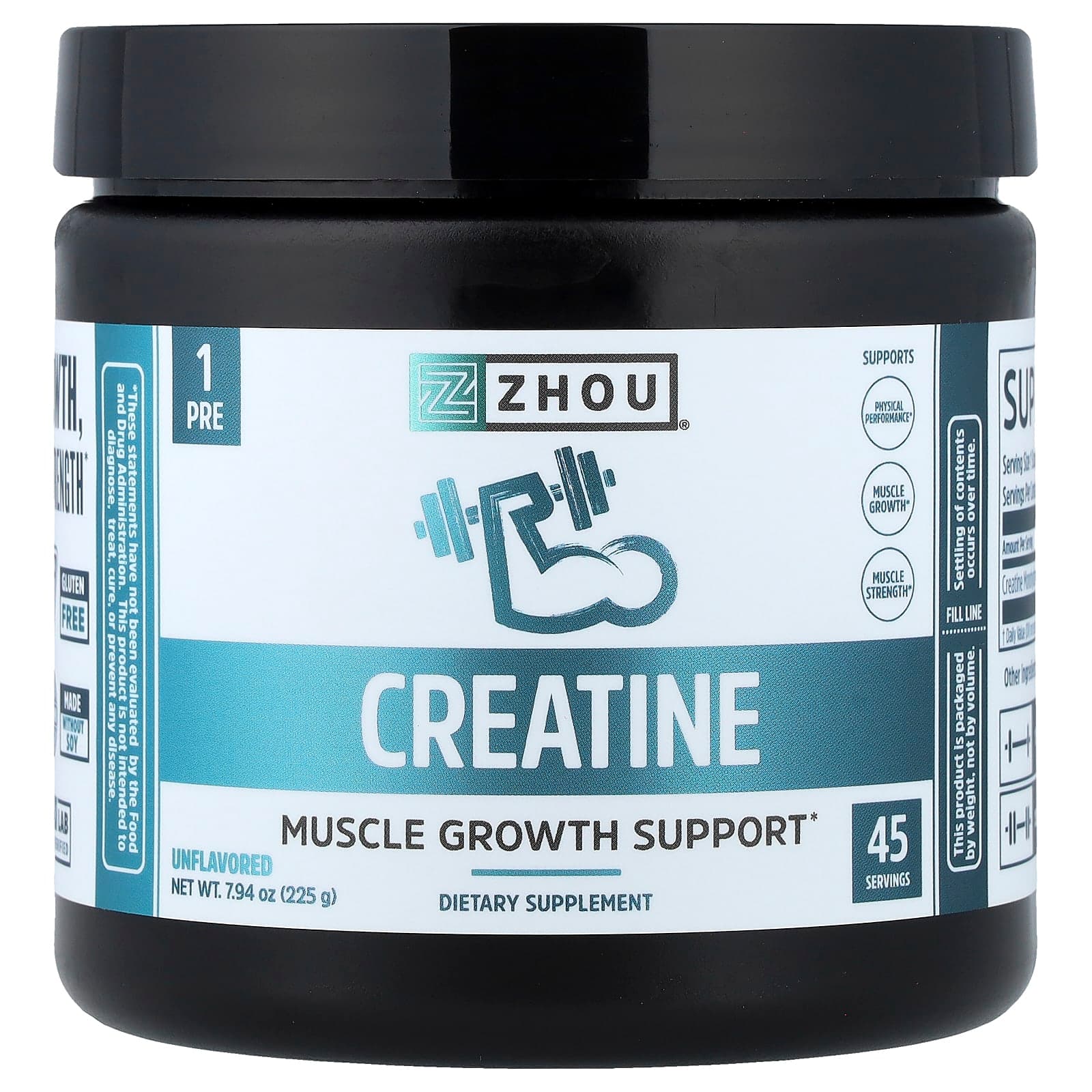 Zhou Nutrition Creatine – Sans arôme – 225 g de Zhou Nutrition
