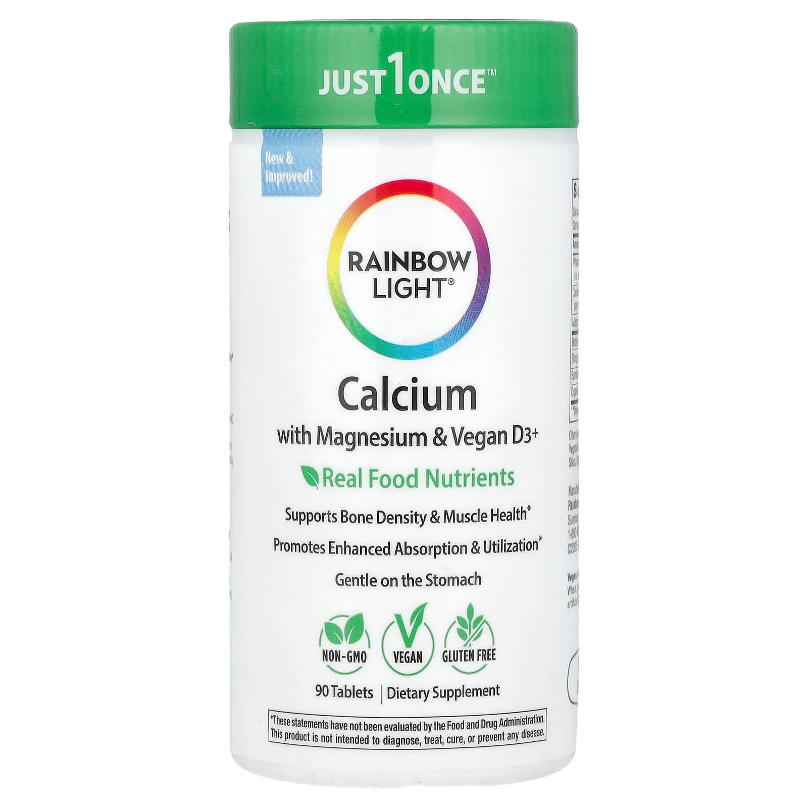 Rainbow Light Calcium With Magnesium & Vitamin D3+ – 90 comprimés de Rainbow Light