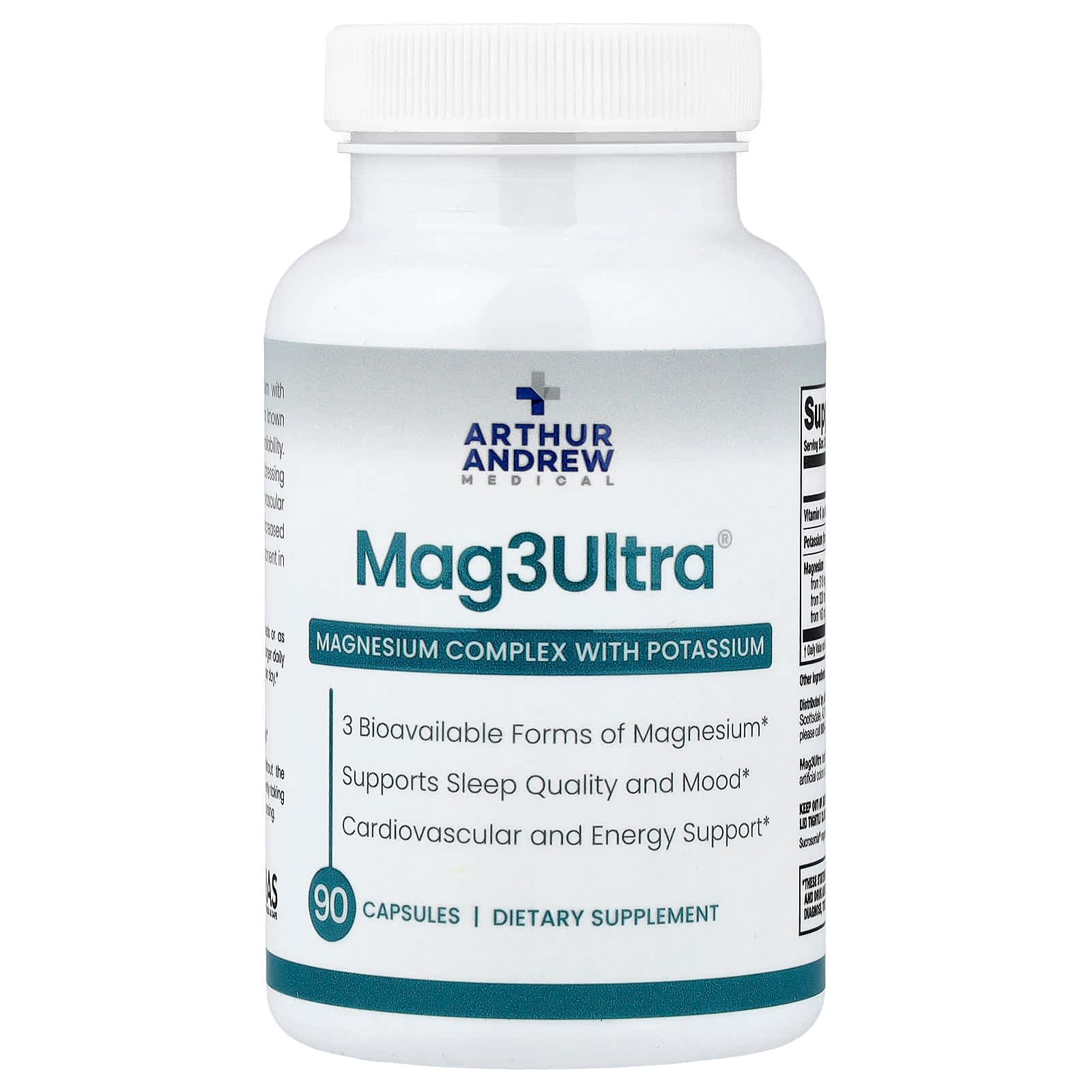 Arthur Andrew Medical Mag3Ultra, Magnesium Complex with Potassium – 90 gélules de Arthur Andrew Medical