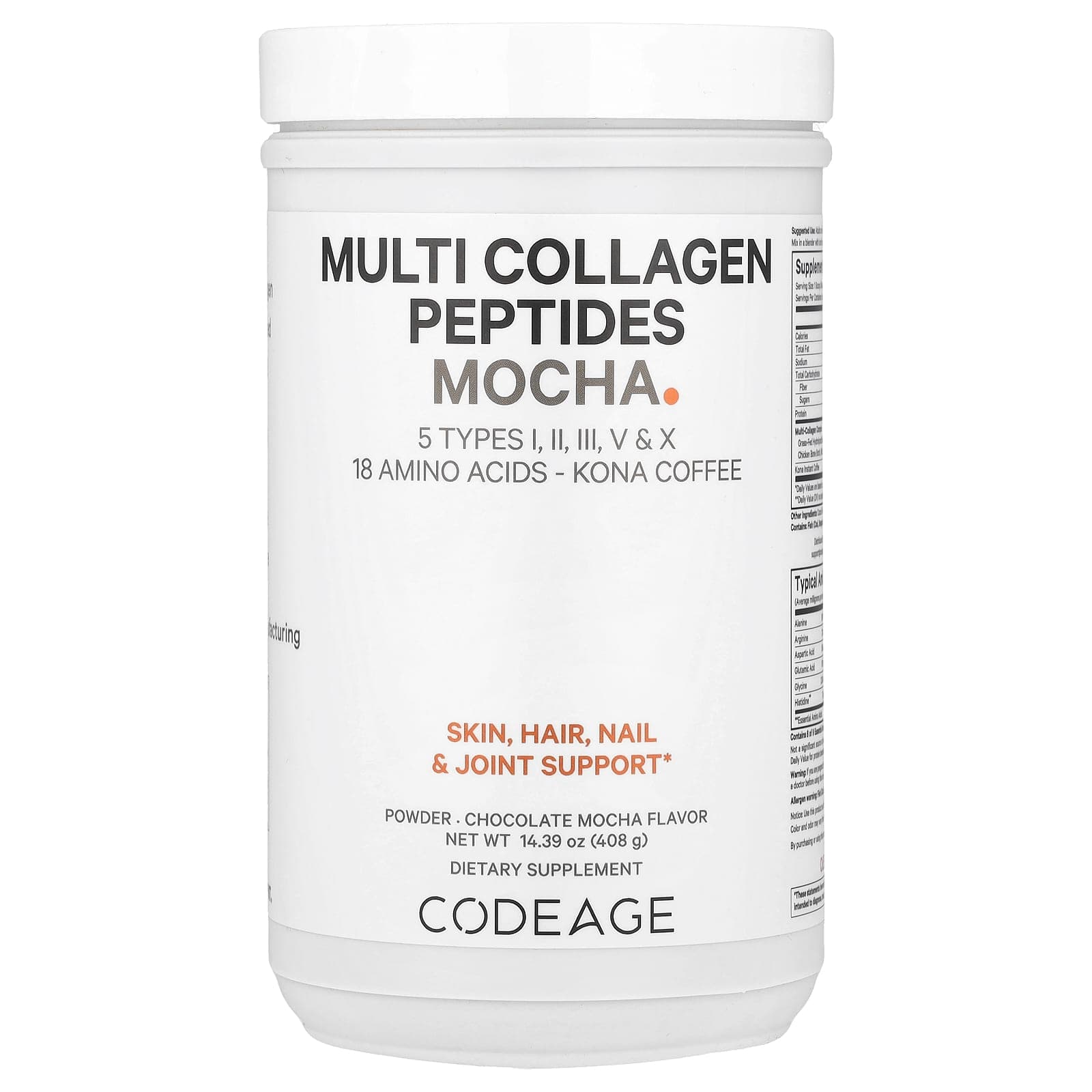 Codeage Multi Collagen Peptides Powder – Chocolate Mocha – 408 g de Codeage
