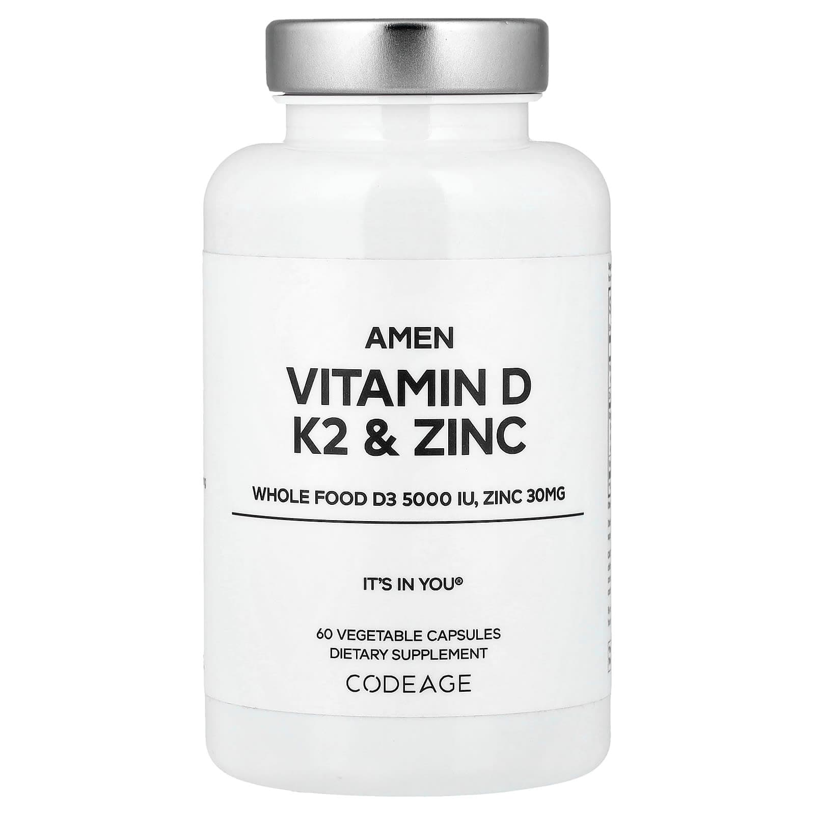 Codeage Amen, Vitamin D, K2 & Zinc, 60 Vegetable Capsules de Codeage