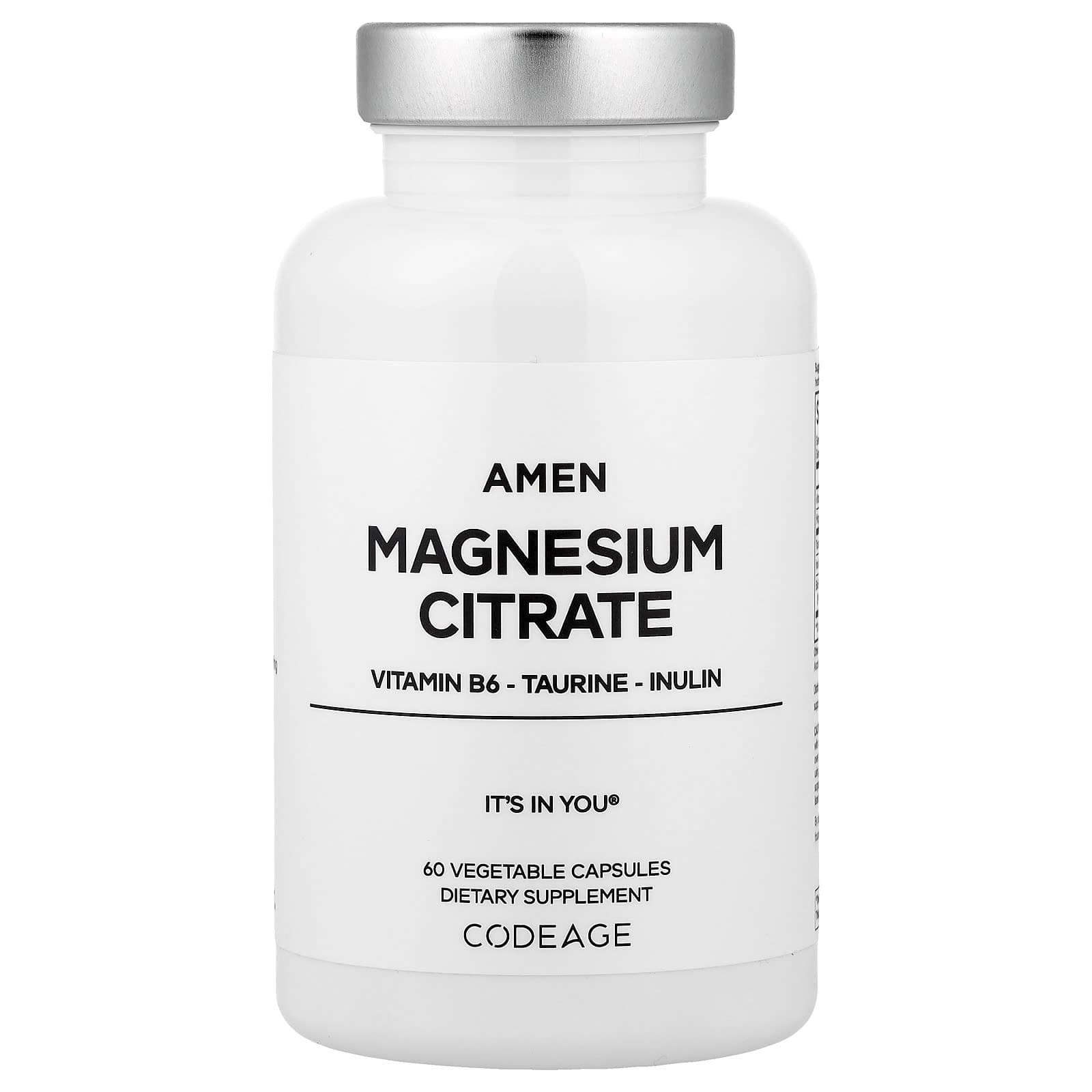 Codeage Amen Magnesium Citrate, 60 Vegetable Capsules de Codeage