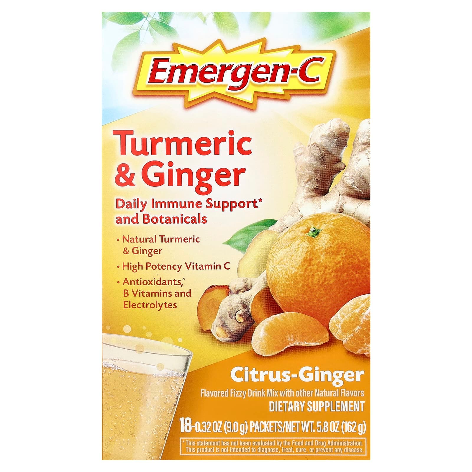 Emergen-C Turmeric & Ginger – Citrus-Ginger – 9 g de Emergen-C