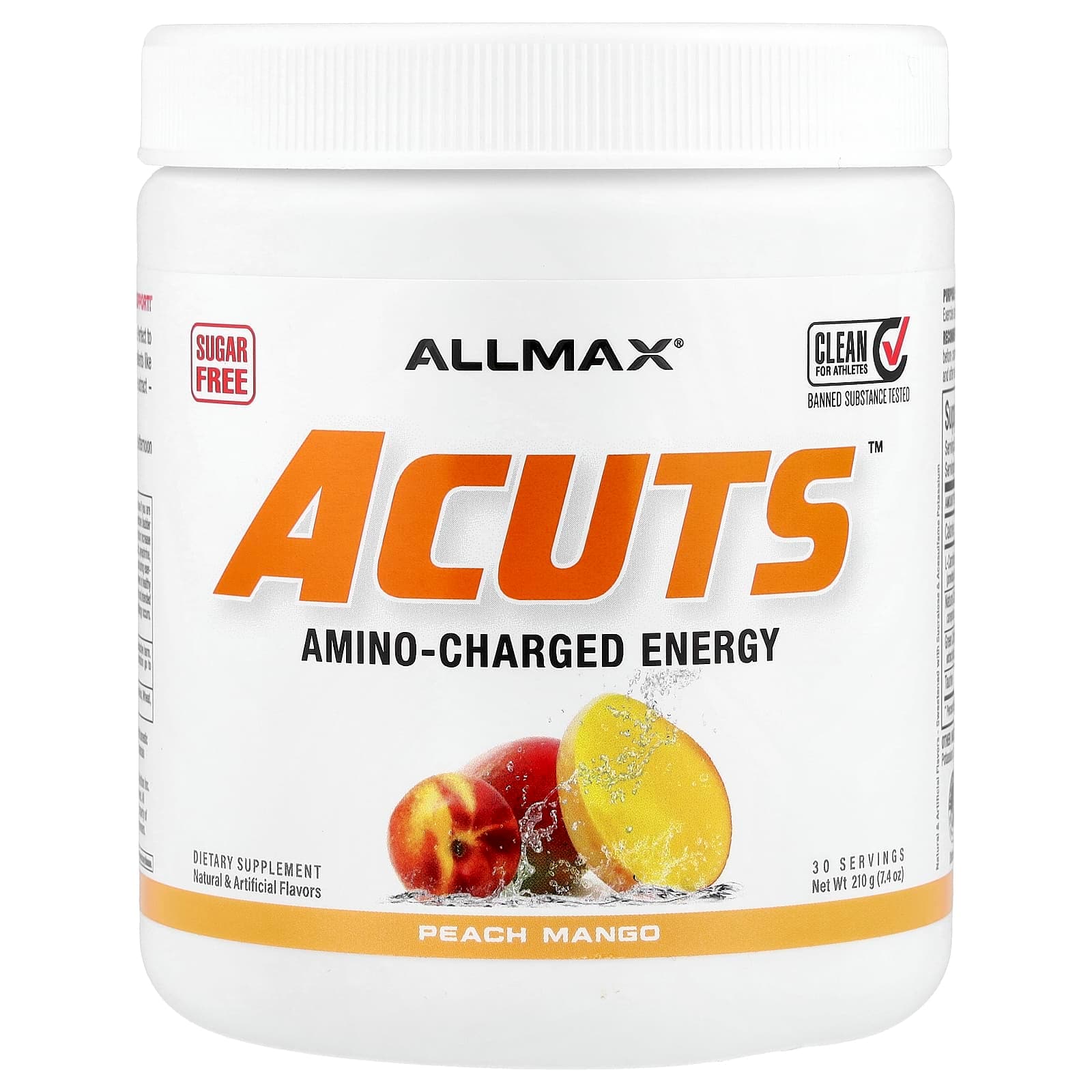 ALLMAX ACUTS, Amino-Charged Energy – Peach Mango – 210 g de ALLMAX