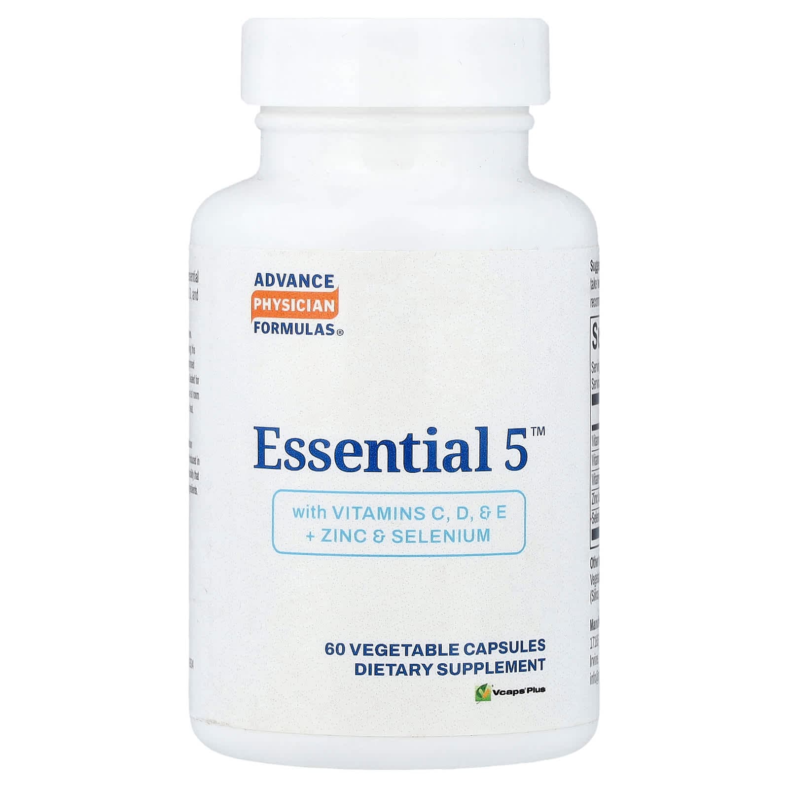 Advance Physician Formulas Essential 5 With Vitamins C, D, & E + Zinc & Selenium, 60 Vegetable Capsules de Advance Physician Formulas