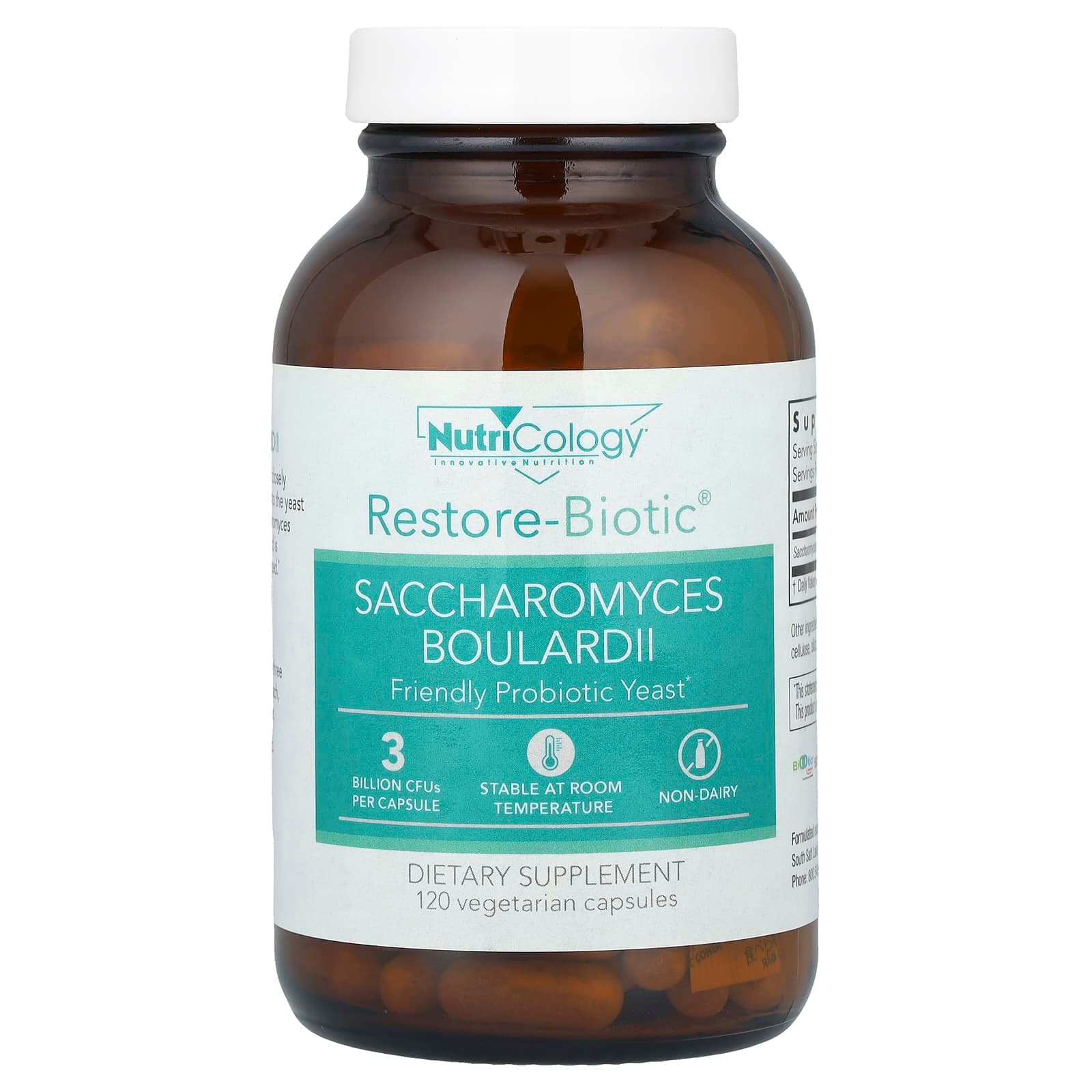 Nutricology Restore-Biotic, Saccharomyces Boulardii – 120 gélules végétales de Nutricology