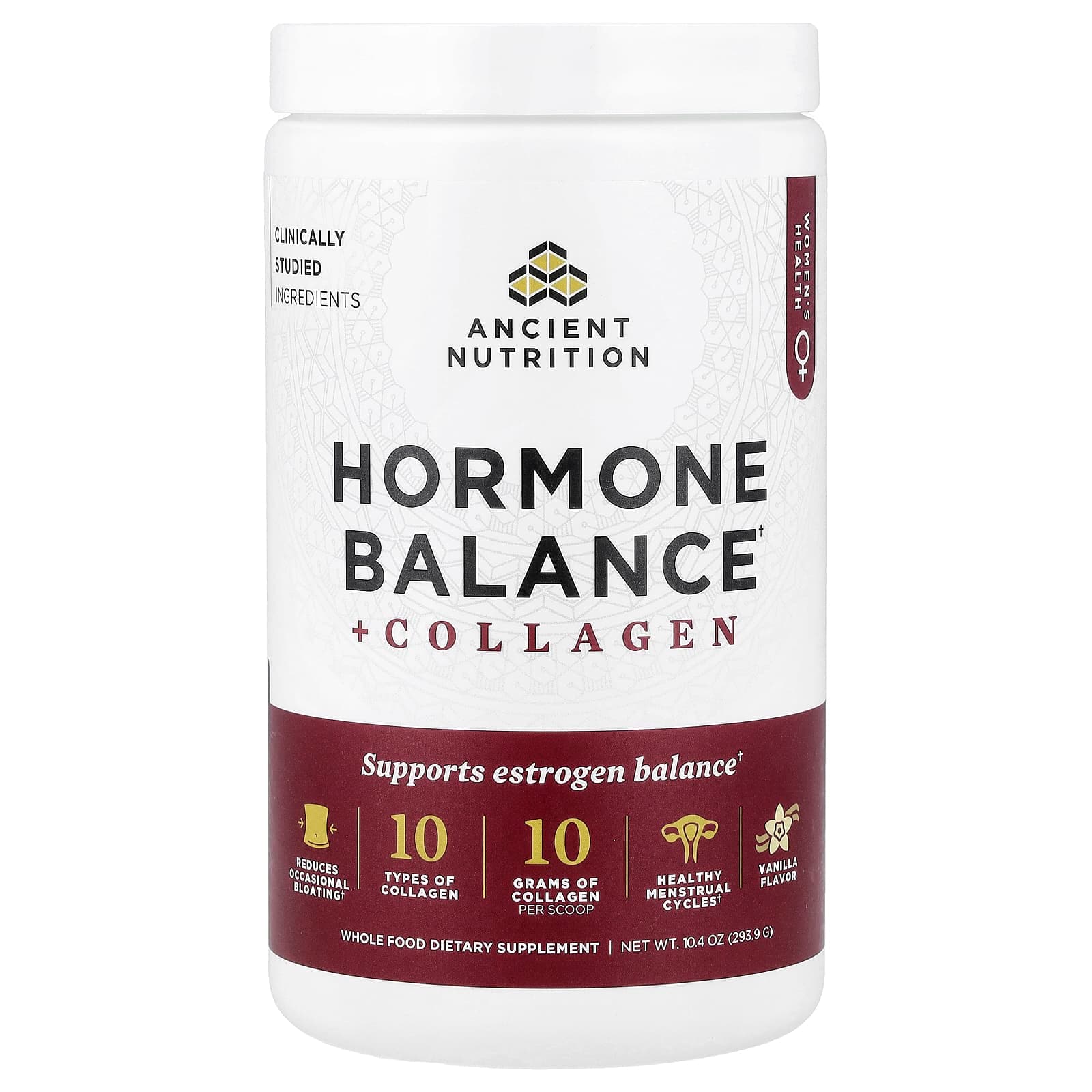 Ancient Nutrition Hormone Balance + Collagen – Vanilla – 293,9 g de Ancient Nutrition