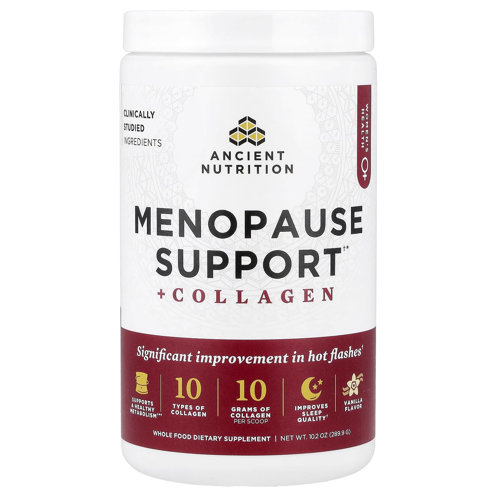 Ancient Nutrition Menopause Support + Collagen – Vanilla – 289,9 g de Ancient Nutrition