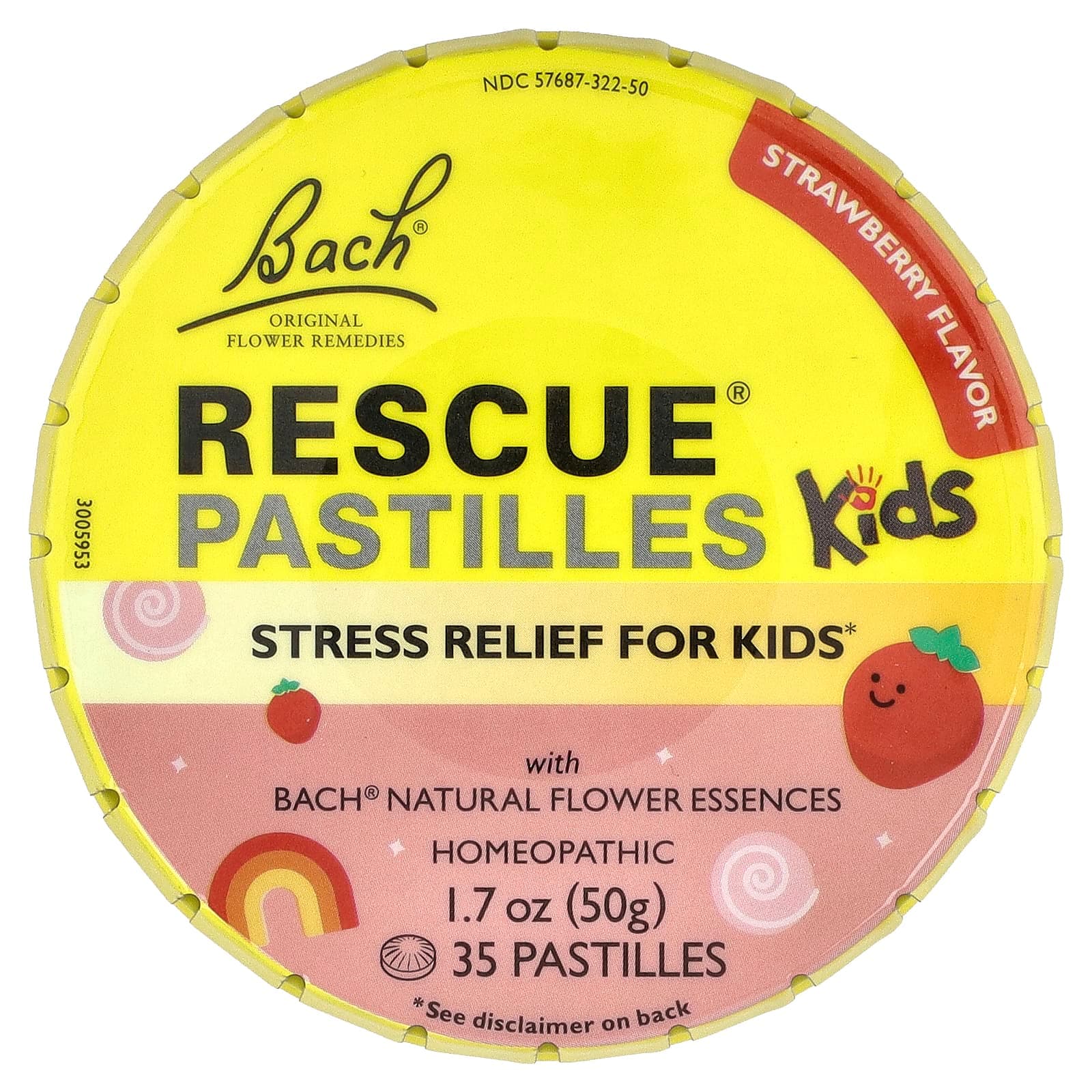 Bach Rescue Pastilles Kids, Stress Relief, 35 Pastilles – Strawberry de Bach