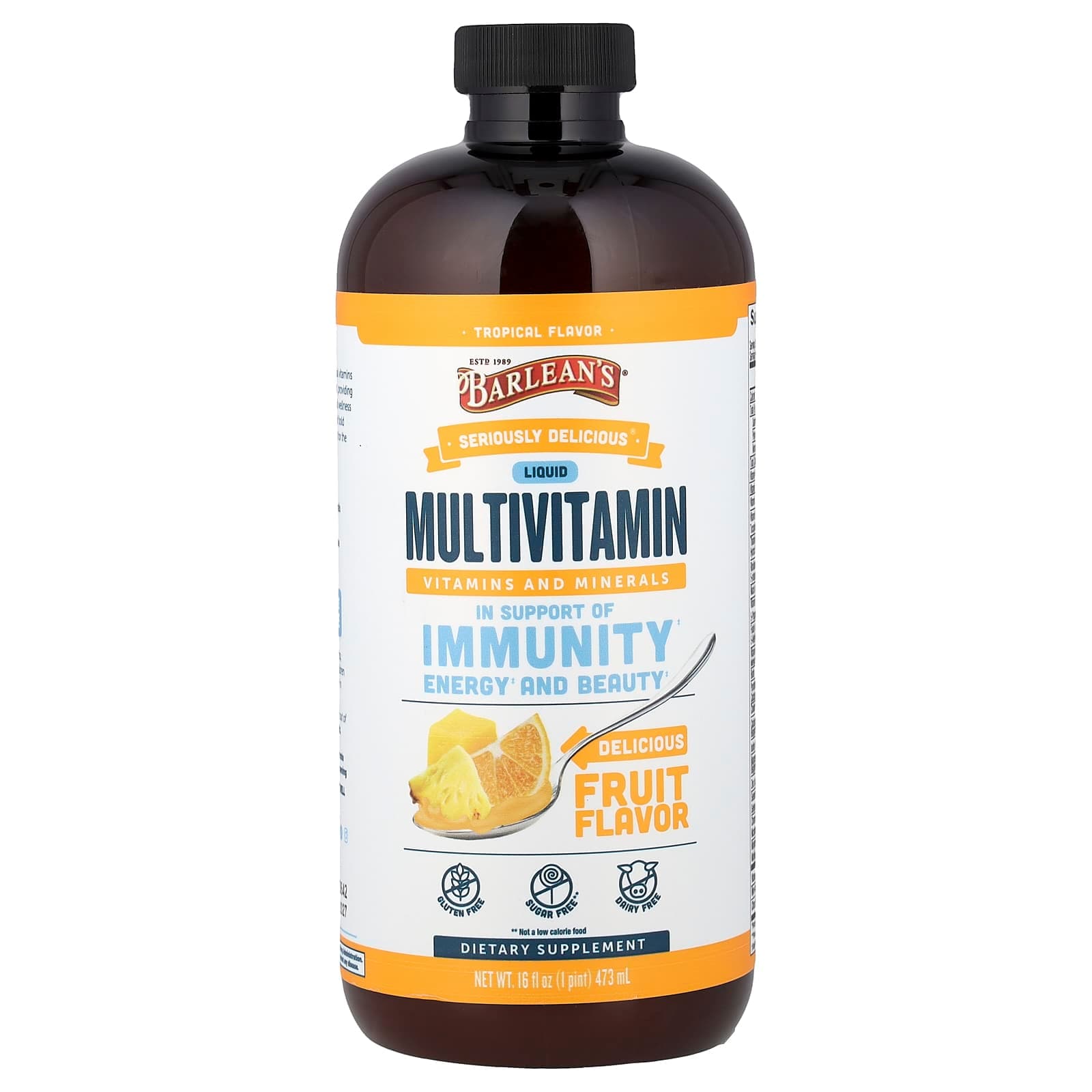 Barlean's Seriously Delicious, Liquid Multivitamin – Tropical – 473 ml de Barlean's