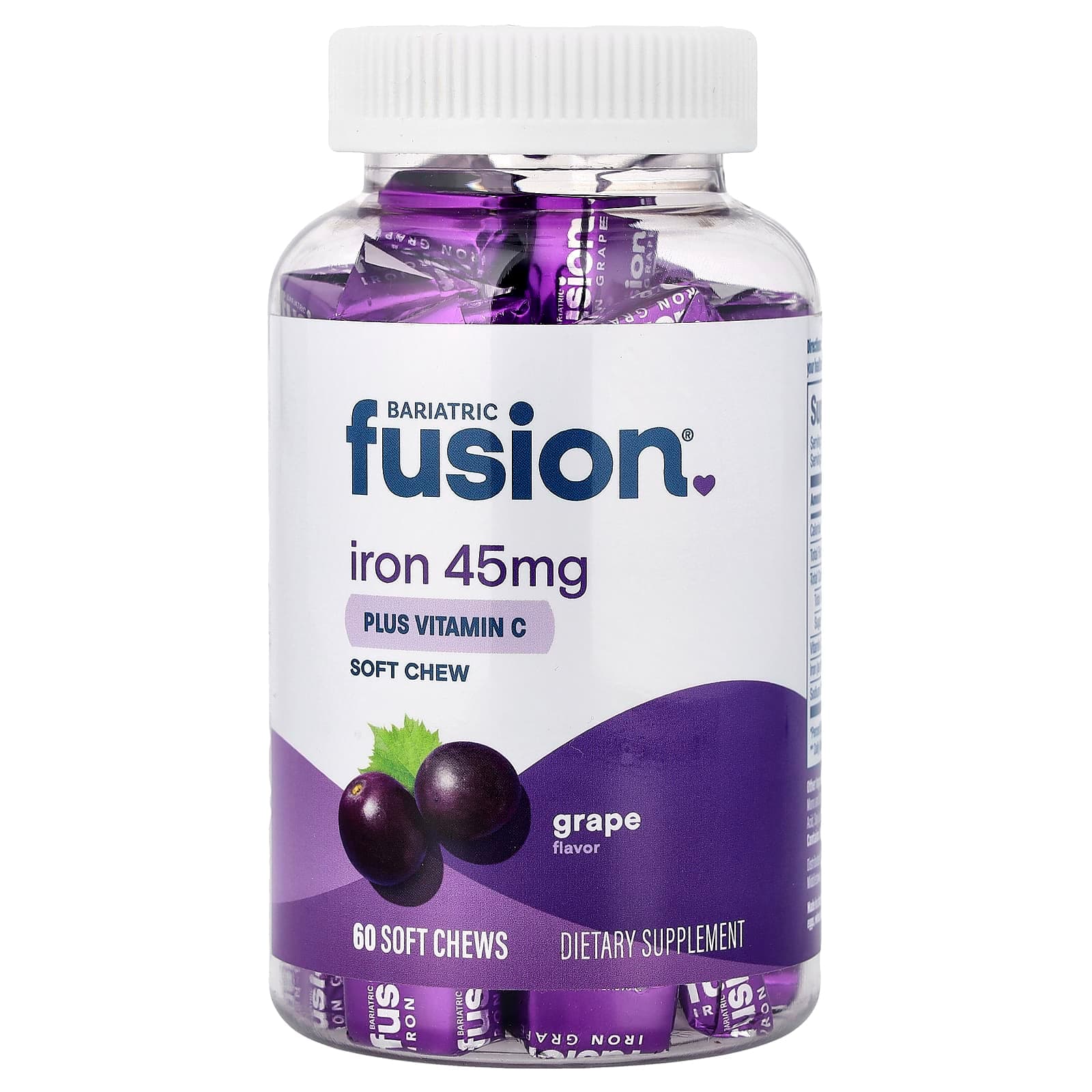 Bariatric Fusion Iron Plus Vitamin C Soft Chew, 60 Soft Chews – Grape de Bariatric Fusion