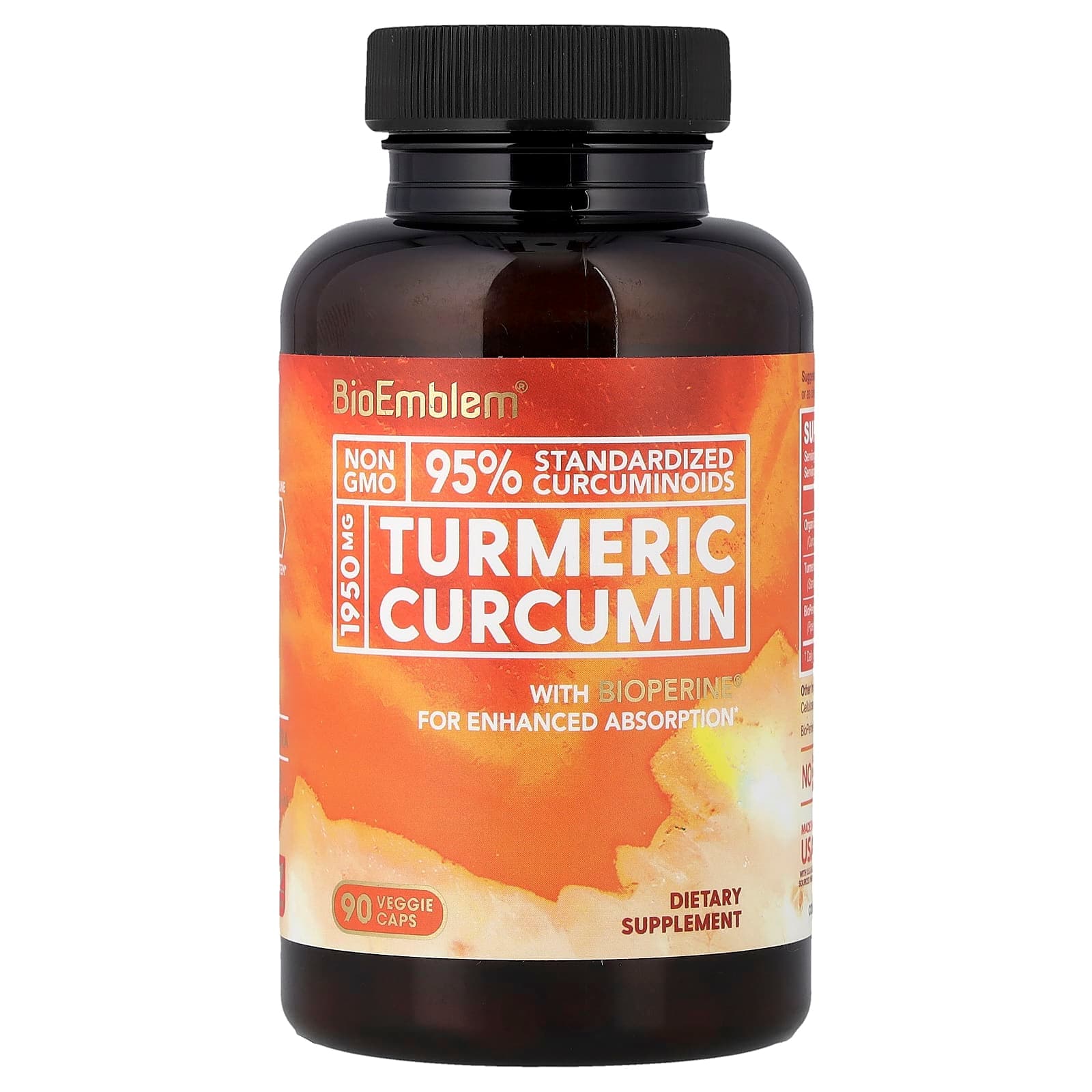 BioEmblem Turmeric Curcumin – 90 gélules végétales de BioEmblem