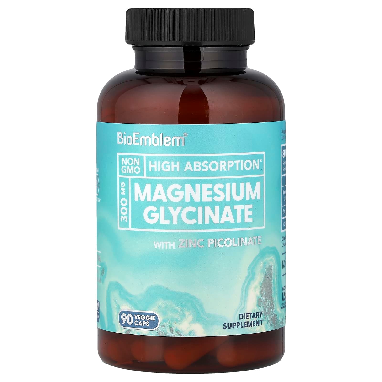 BioEmblem Magnesium Glycinate with Zinc Picolinate – 90 gélules végétales de BioEmblem