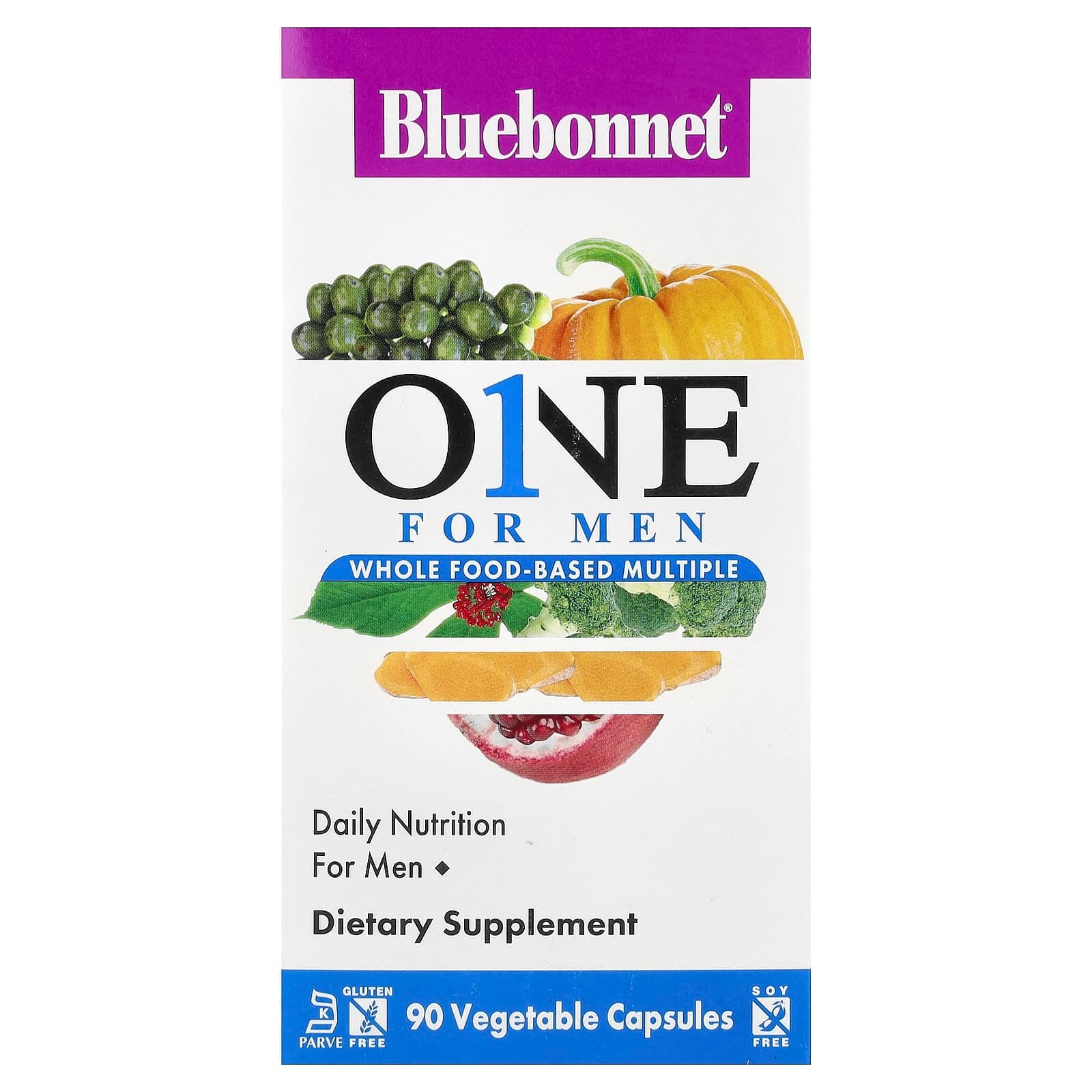 Bluebonnet Nutrition Men's ONE, Whole Food-Based Multiple, 90 Vegetable Capsules de Bluebonnet Nutrition