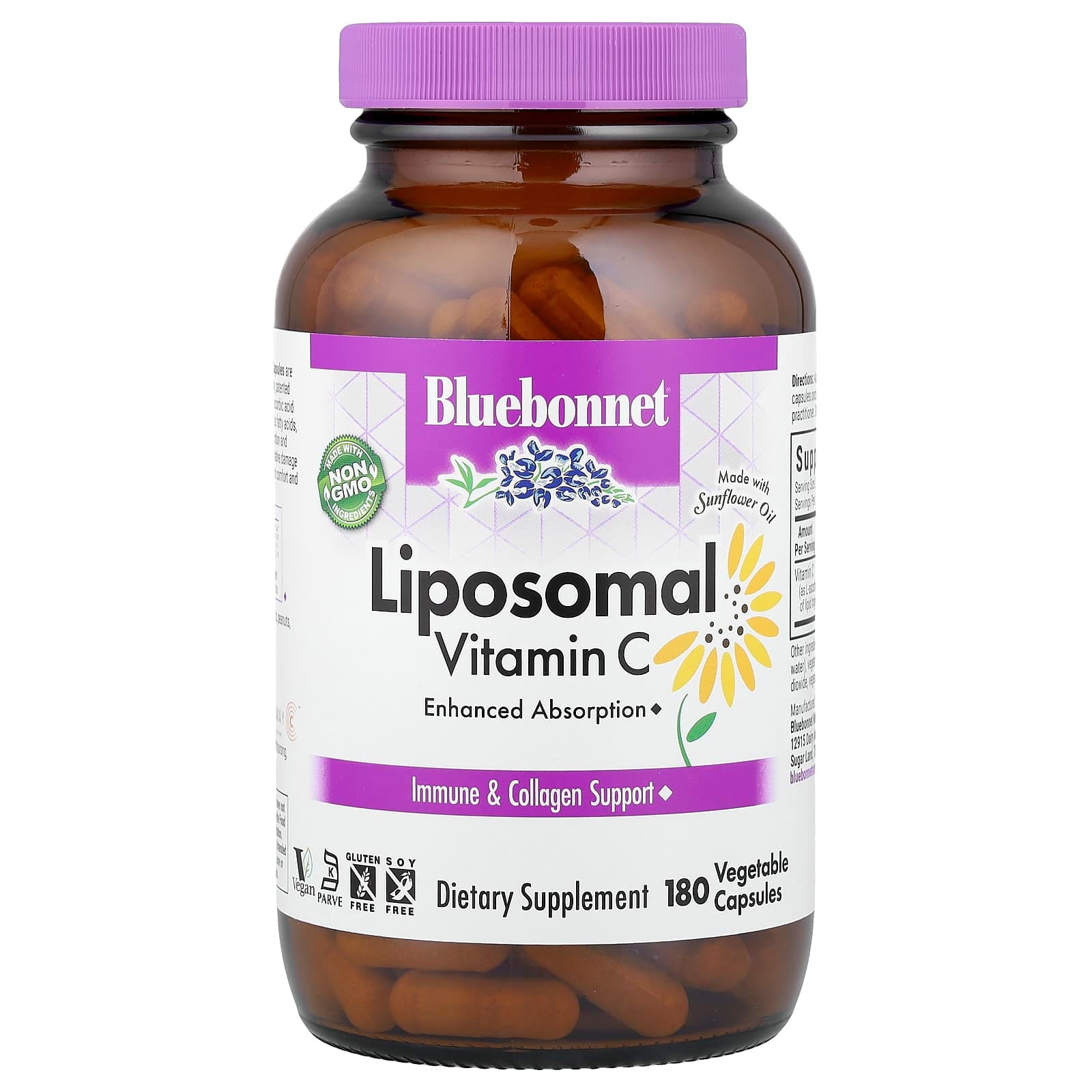 Bluebonnet Nutrition Liposomal Vitamin C, 180 Vegetable Capsules (500 mg per Capsule) de Bluebonnet Nutrition
