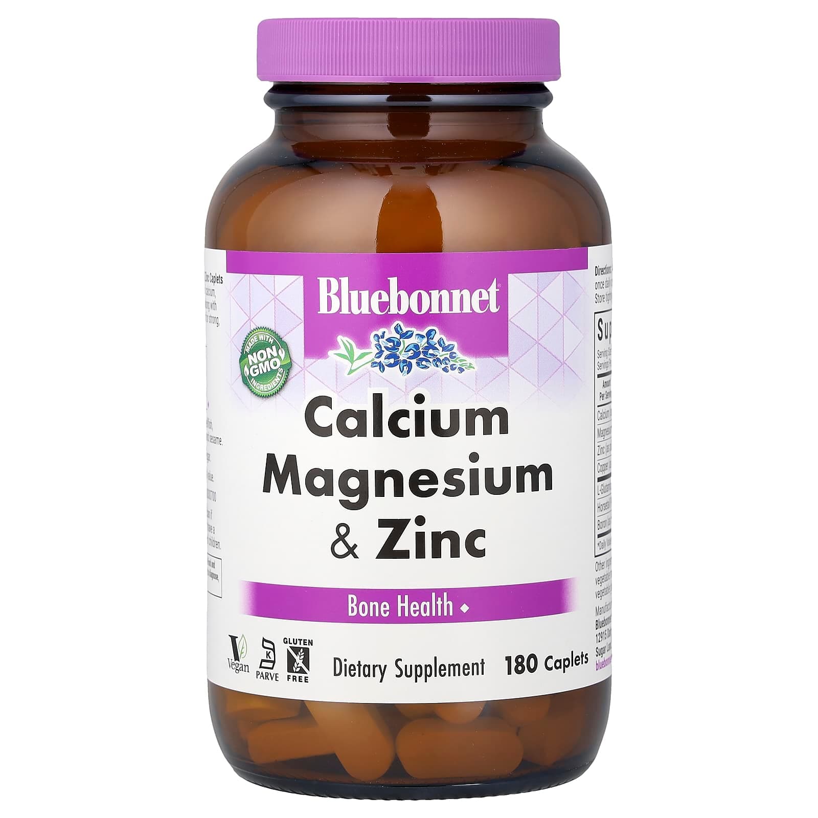 Bluebonnet Nutrition Calcium Magnesium & Zinc, 180 Caplets de Bluebonnet Nutrition