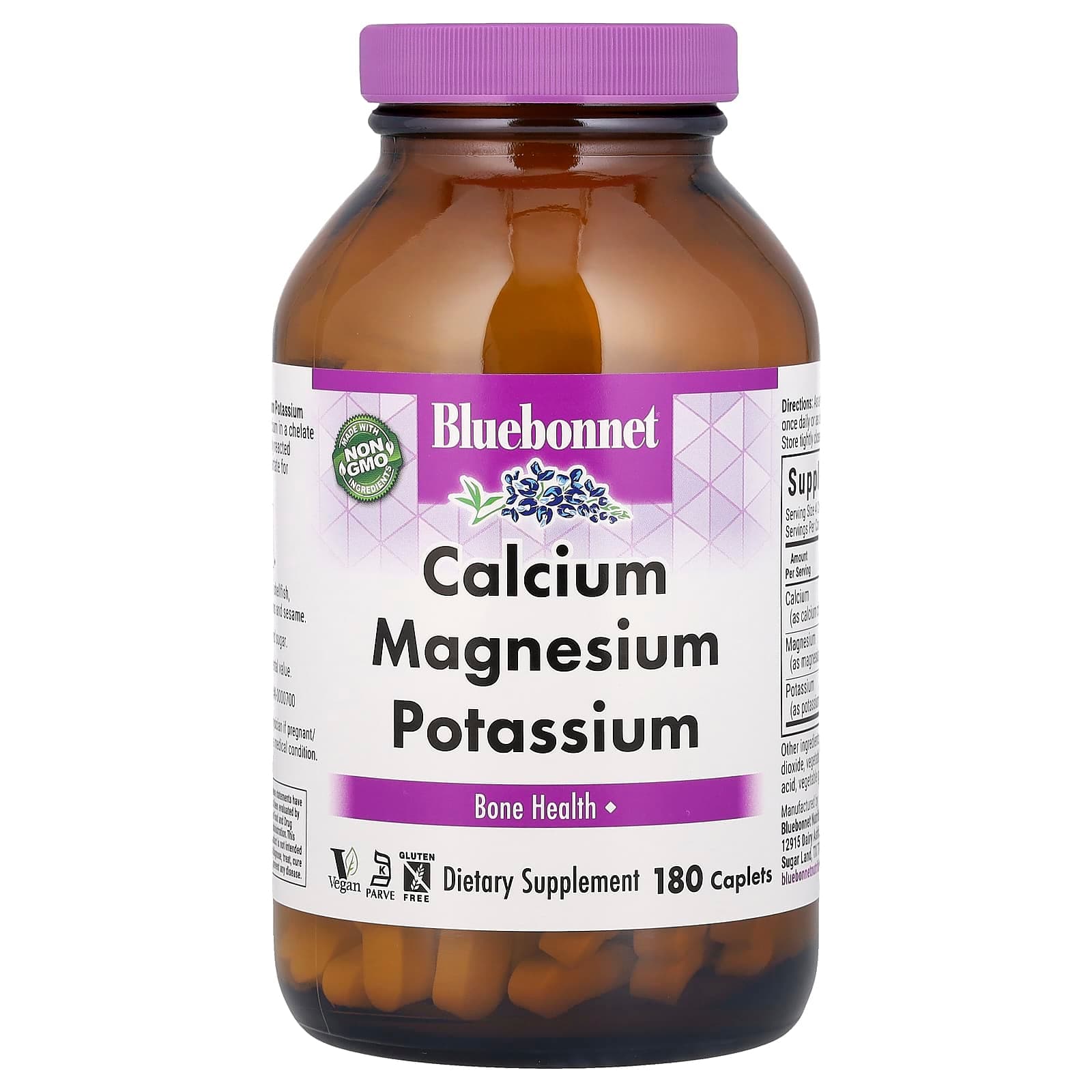 Bluebonnet Nutrition Calcium Magnesium Potassium, 180 Caplets de Bluebonnet Nutrition