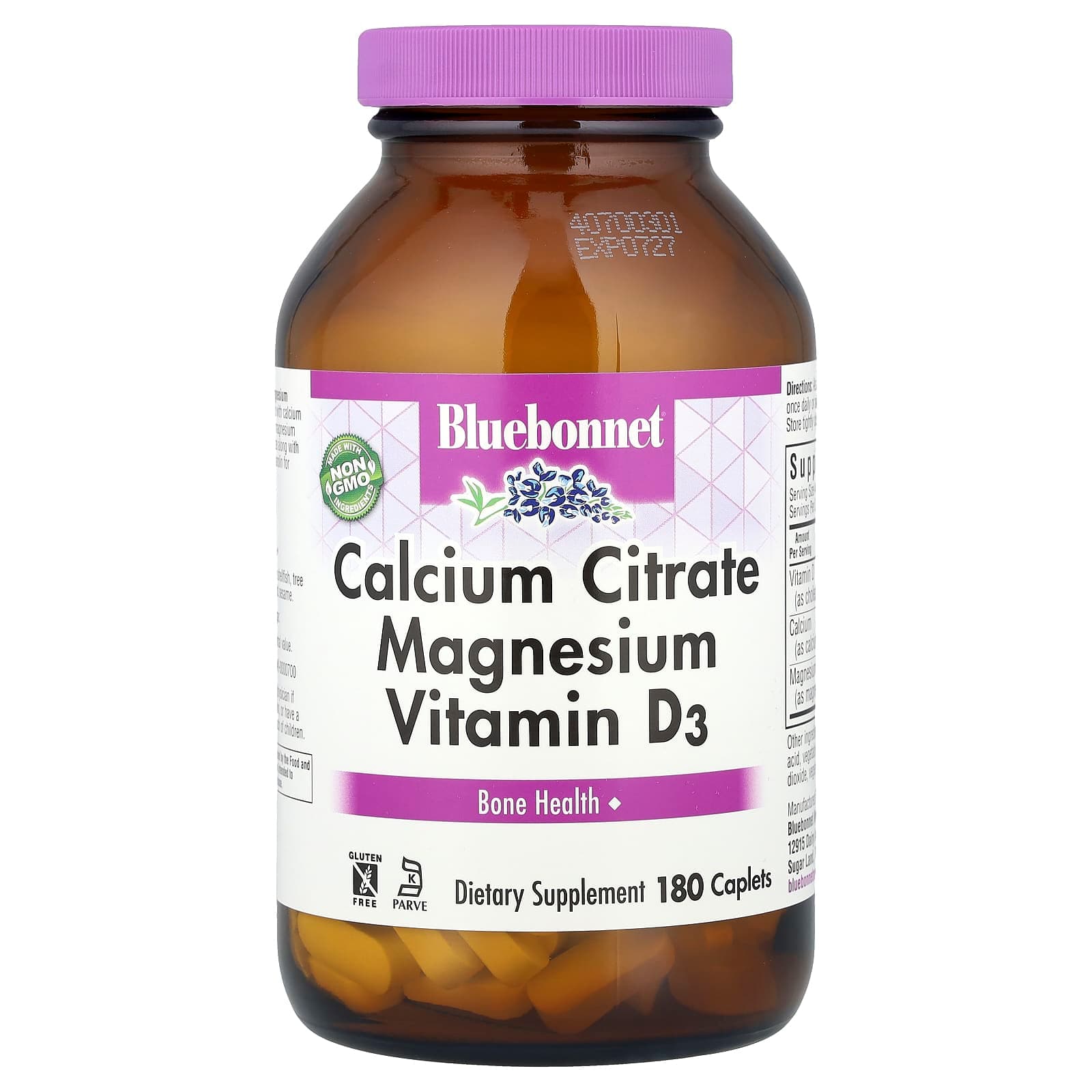 Bluebonnet Nutrition Calcium Citrate Magnesium Vitamin D3, 180 Caplets de Bluebonnet Nutrition