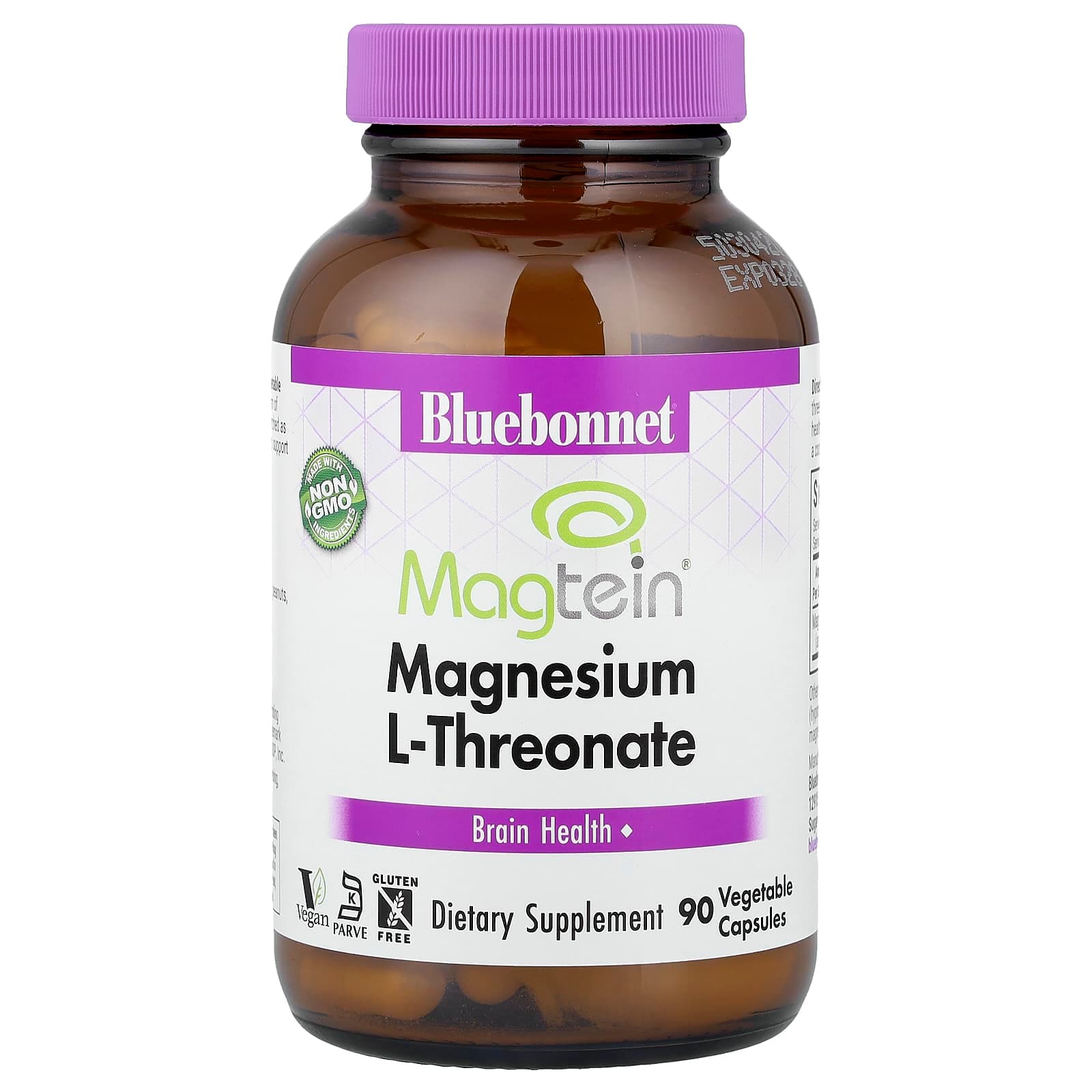 Bluebonnet Nutrition Magtein Magnesium L-Threonate, 90 Vegetable Capsules (48 mg per Capsule) de Bluebonnet Nutrition
