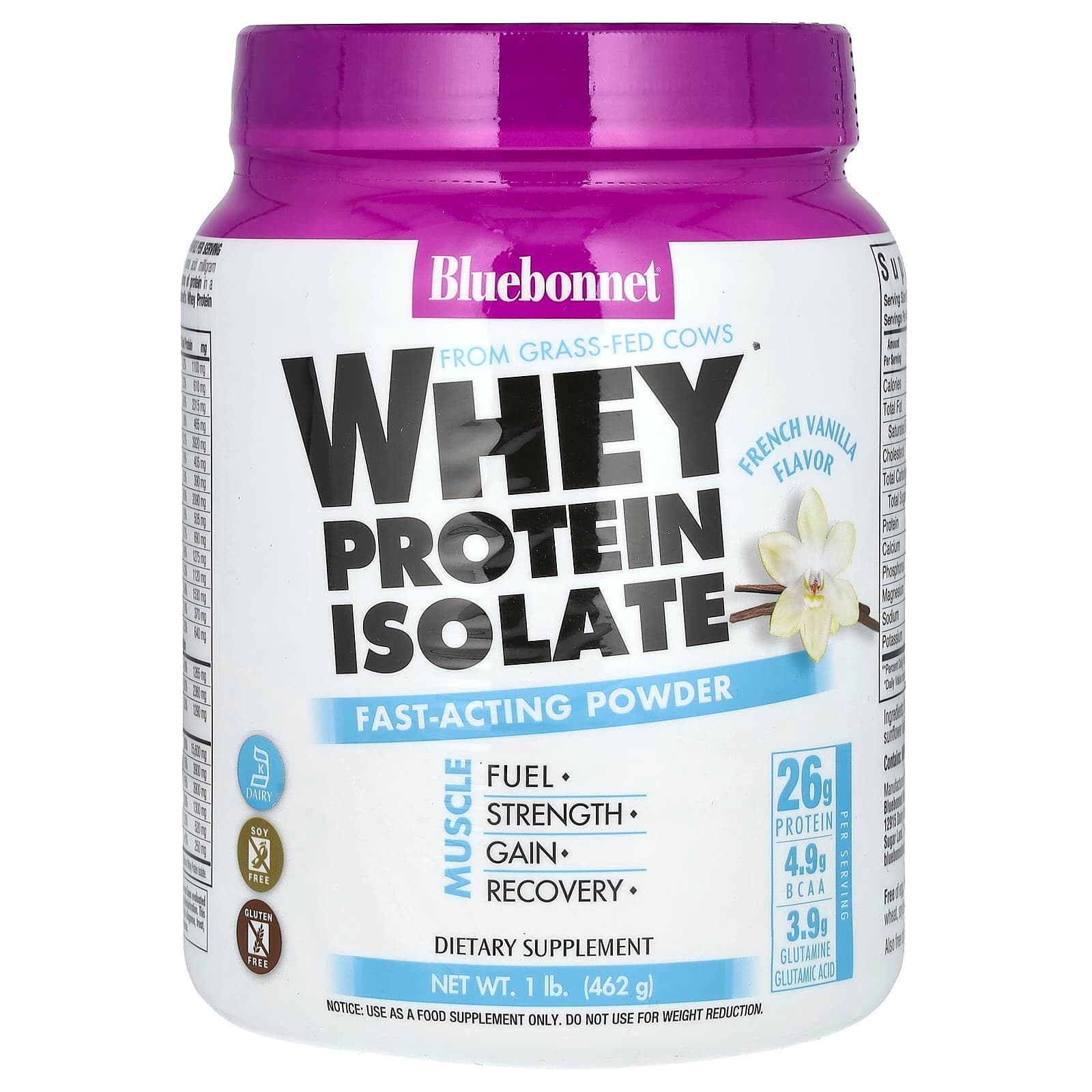 Bluebonnet Nutrition Whey Protein Isolate – French Vanilla – 462 g de Bluebonnet Nutrition