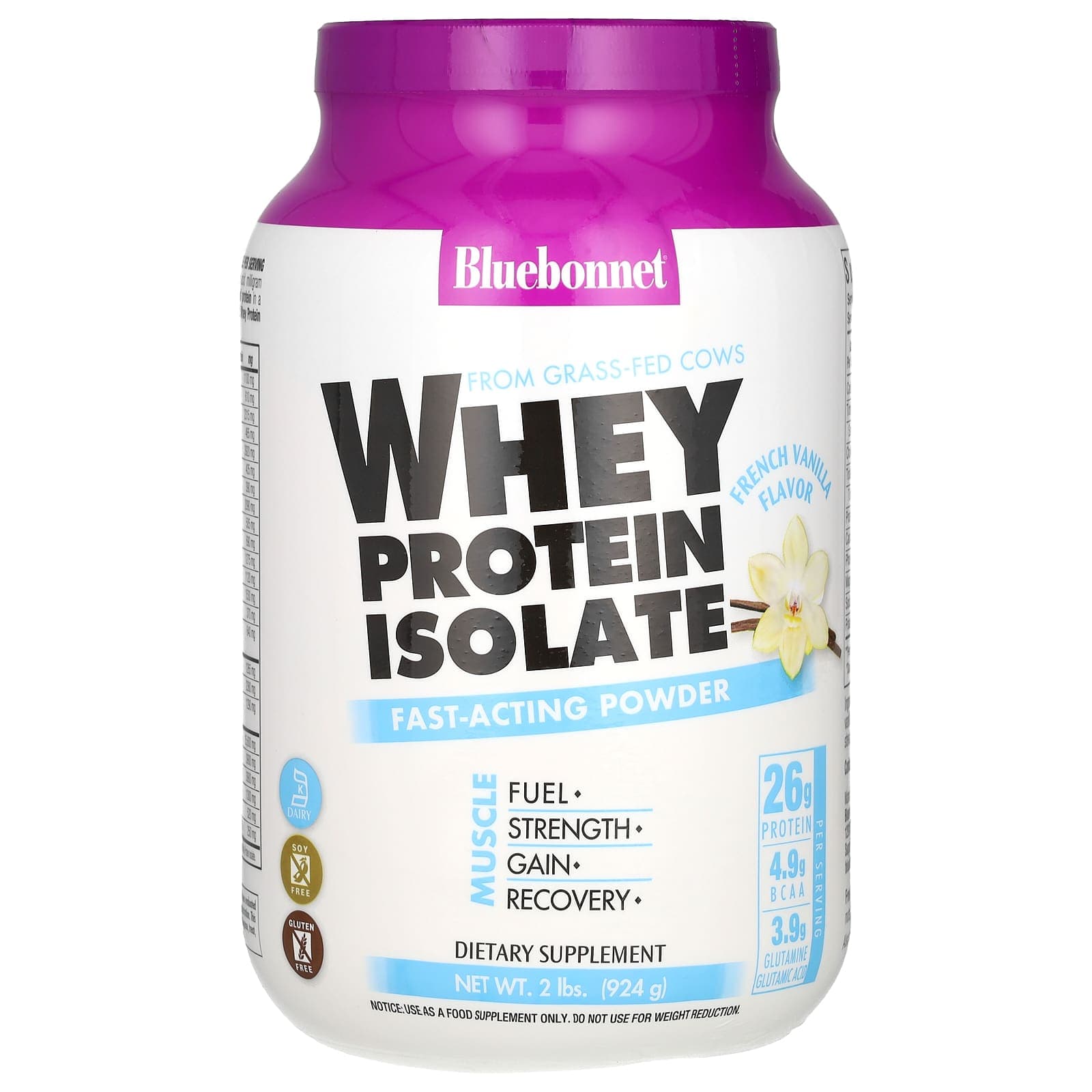 Bluebonnet Nutrition Whey Protein Isolate – French Vanilla – 924 g de Bluebonnet Nutrition