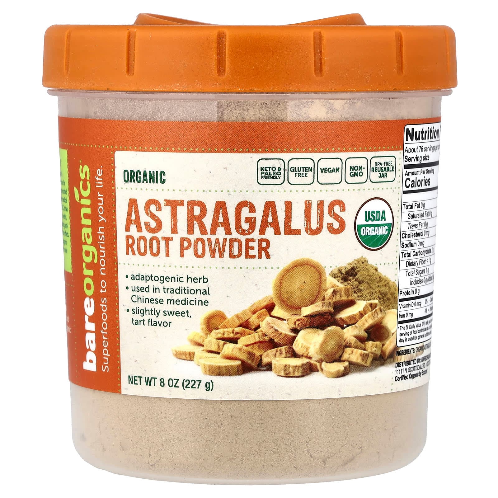 BareOrganics Organic Astragalus Root Powder – 227 g de BareOrganics