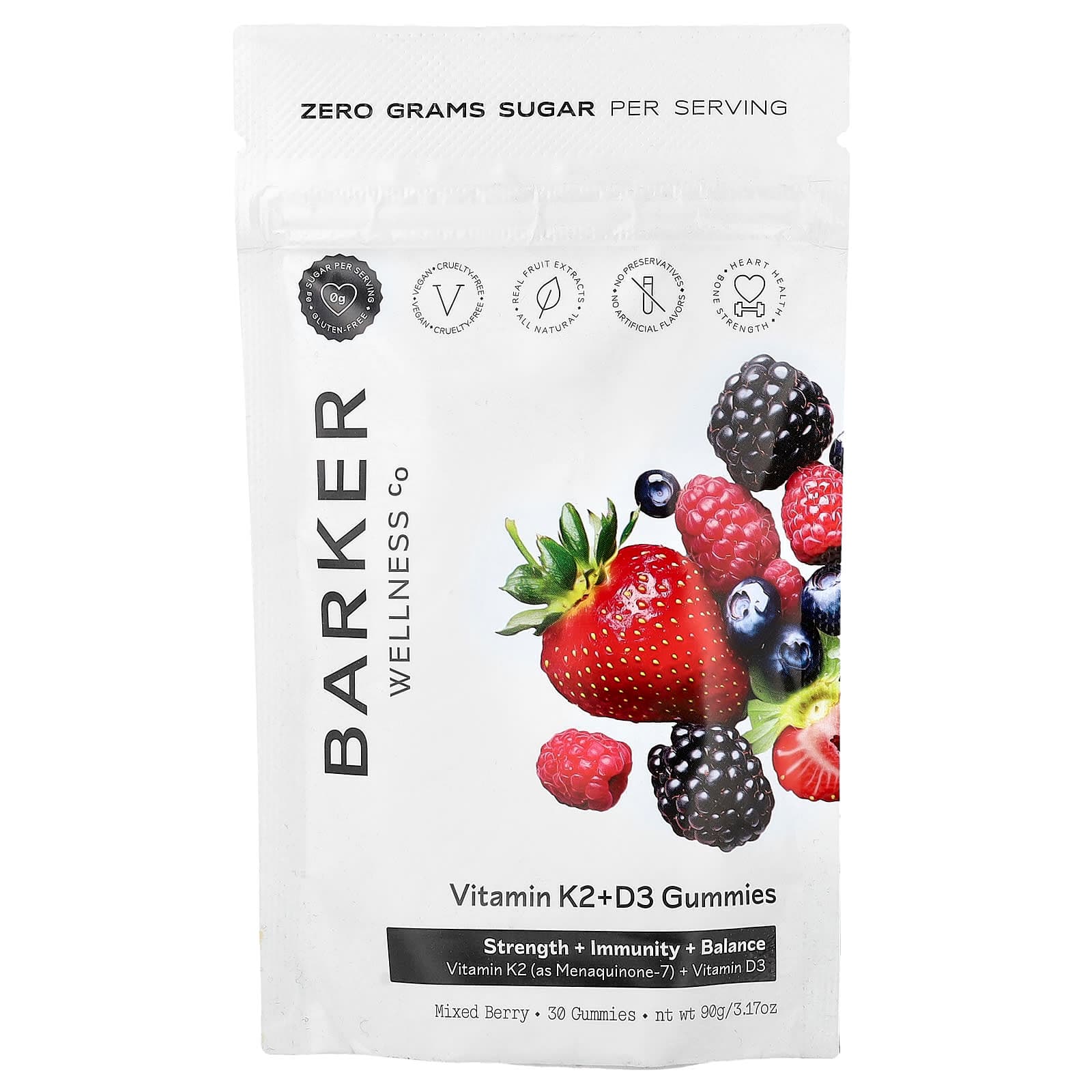 Barker Wellness Co Vitamin K2 + D3 Gummies – Mixed Berry – 3 gommes de Barker Wellness