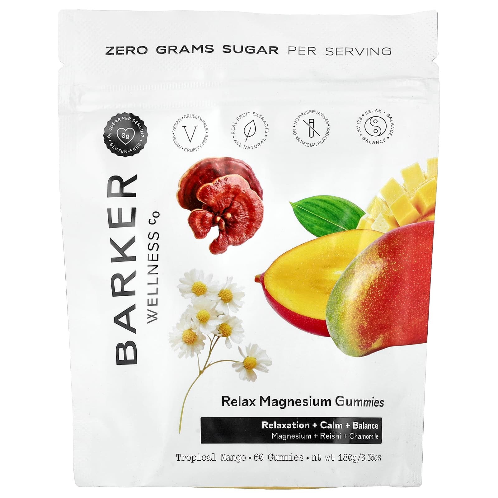 Barker Wellness Co Relax Magnesium Gummies – Tropical Mango – 60 gommes de Barker Wellness
