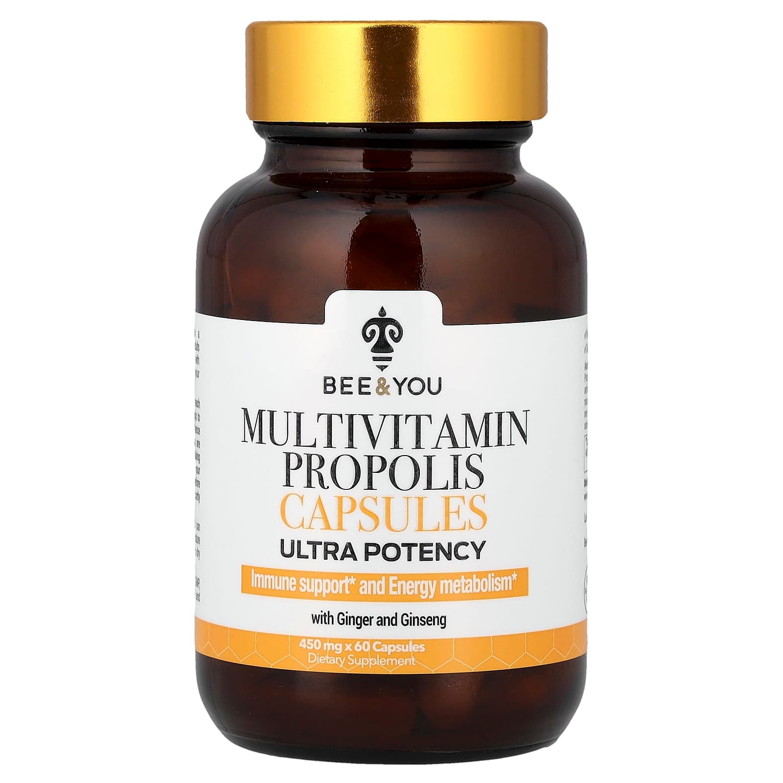Bee & You Multivitamin Propolis Capsules with Ginger and Ginseng, Ultra Potency – 60 gélules de Bee & You