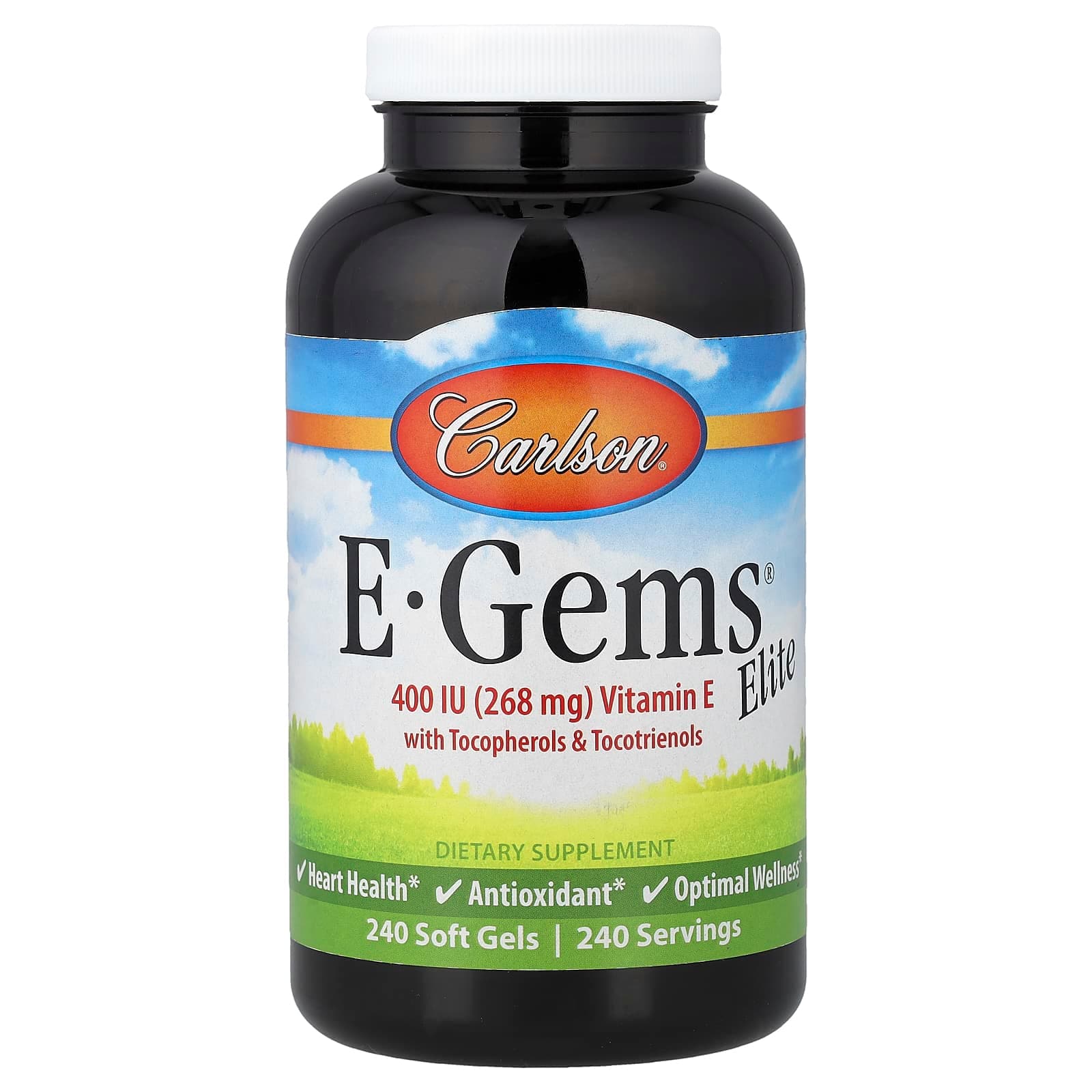 Carlson E-Gems Elite, Vitamin E with Tocopherols & Tocotrienols – 240 capsules molles de Carlson